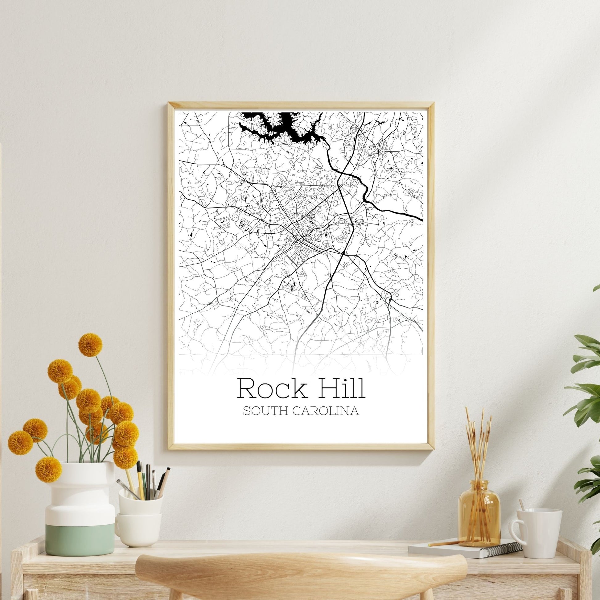 Rock Hill South Carolina City Map Poster - GroovyGrove