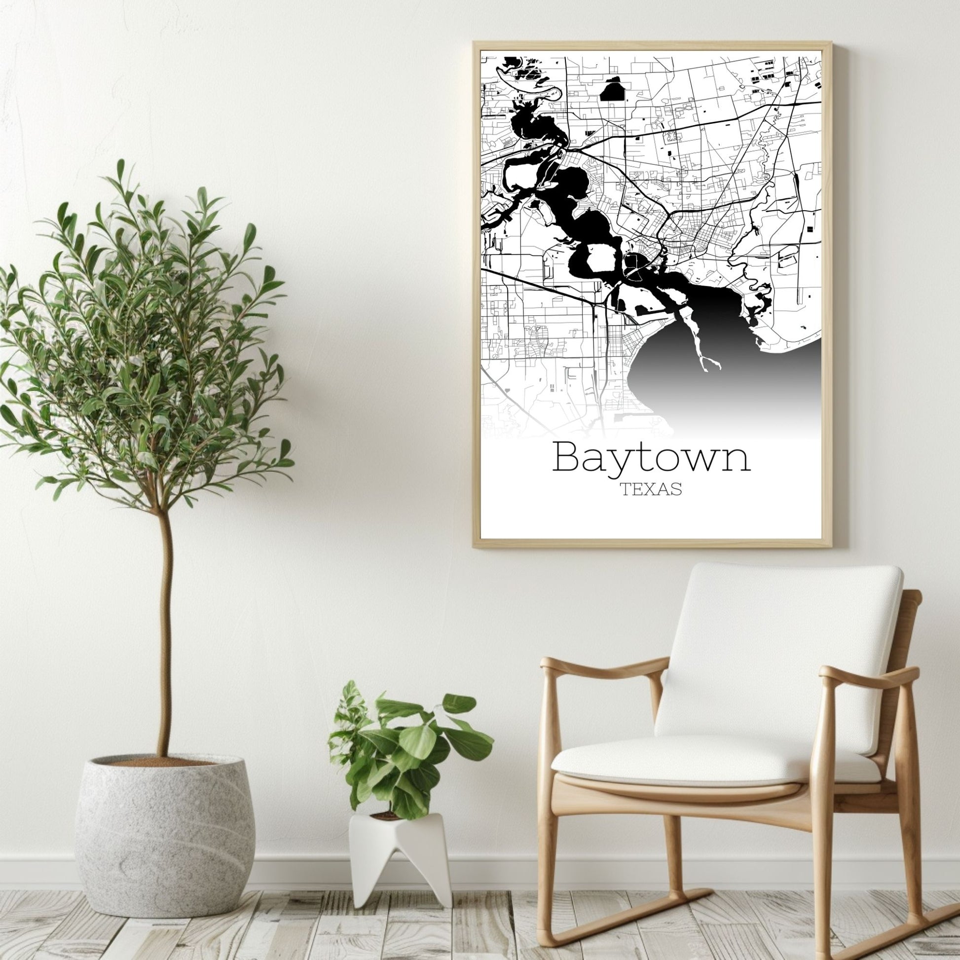 Baytown Texas City Map Poster - GroovyGrove