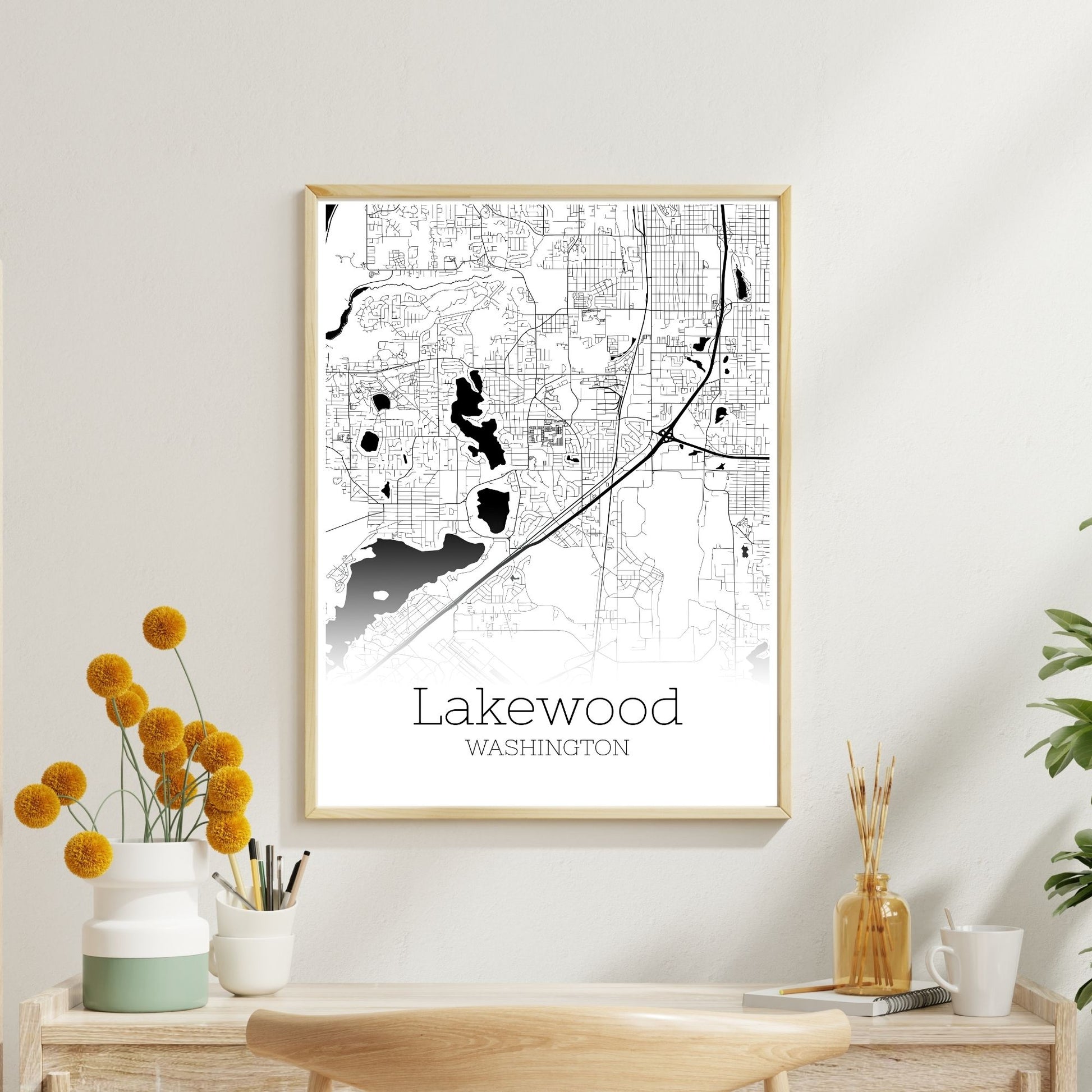 Lakewood Washington City Map Poster - GroovyGrove