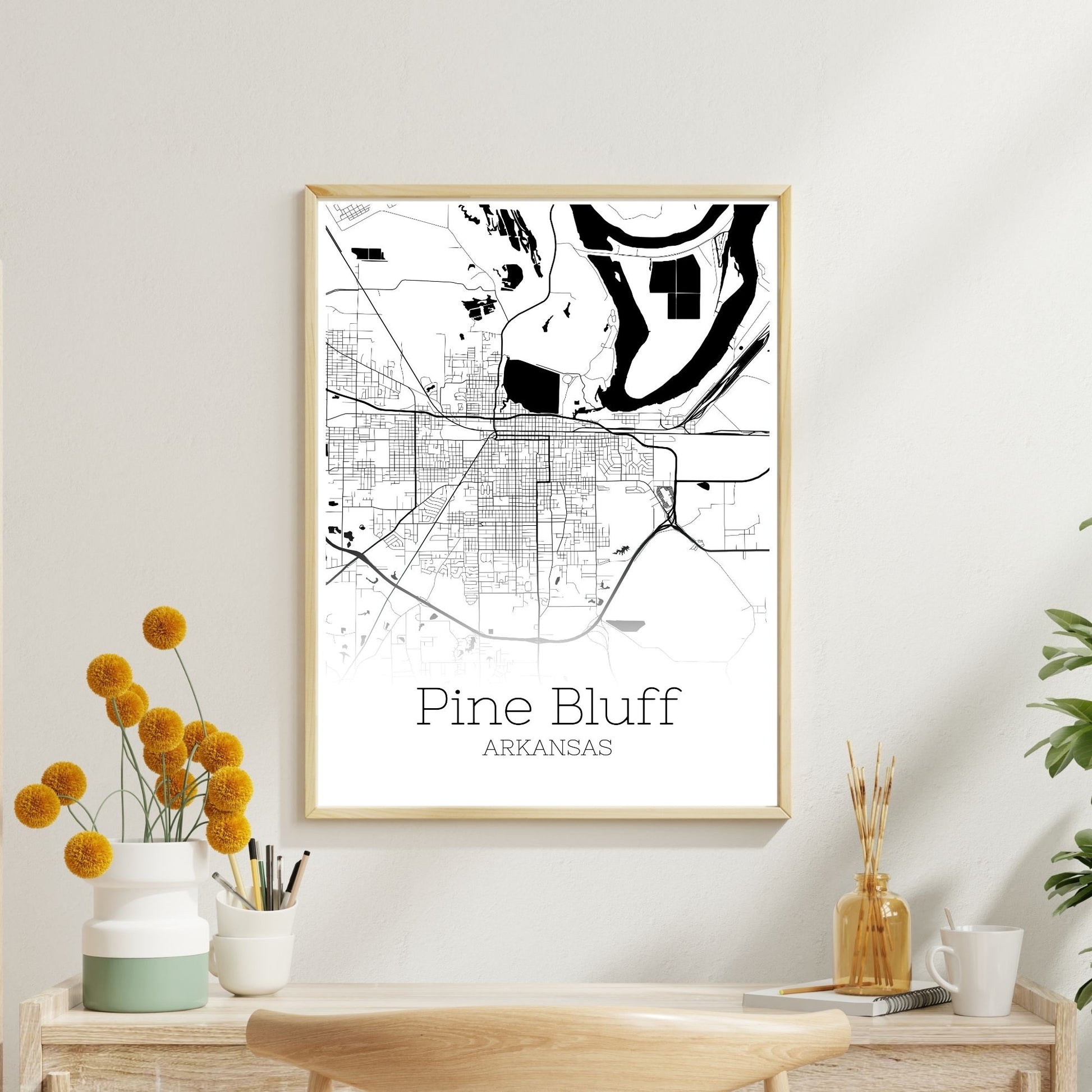 Pine Bluff Arkansas City Map Poster - GroovyGrove