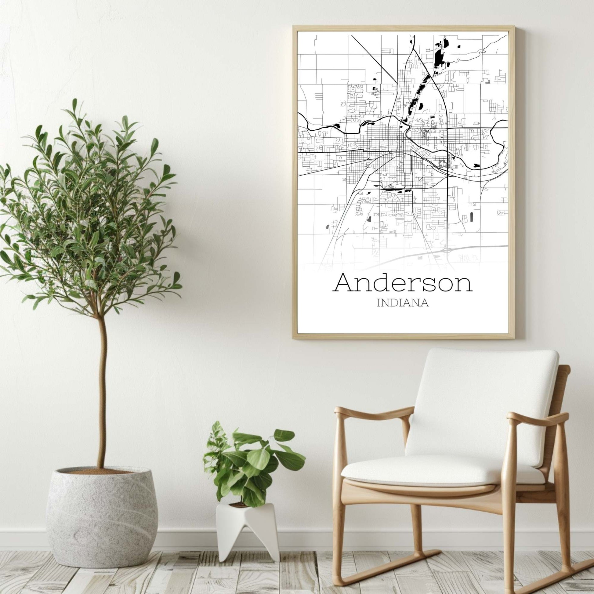 Anderson Indiana City Map Poster - GroovyGrove