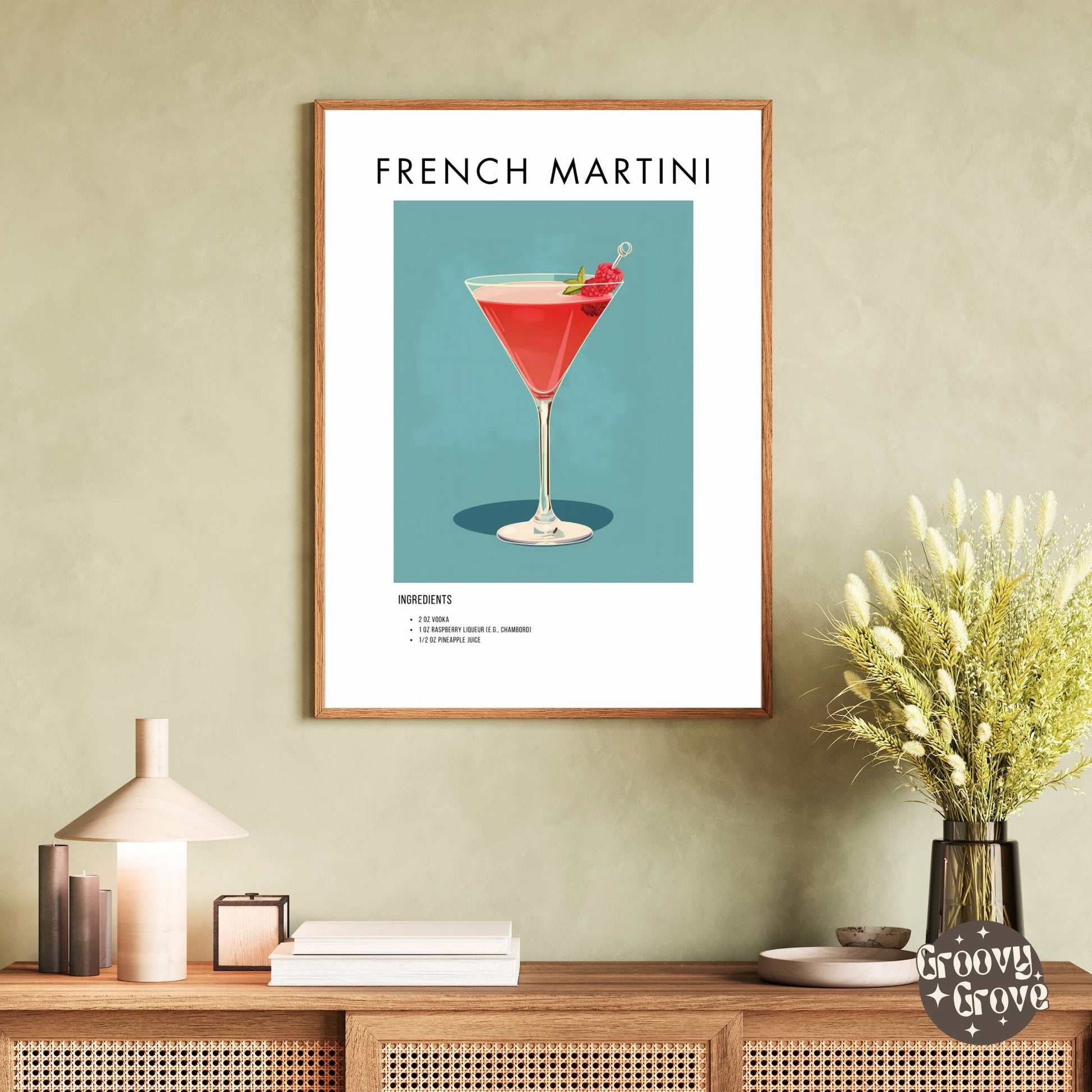 French Martini Retro Cocktail Poster - GroovyGrove