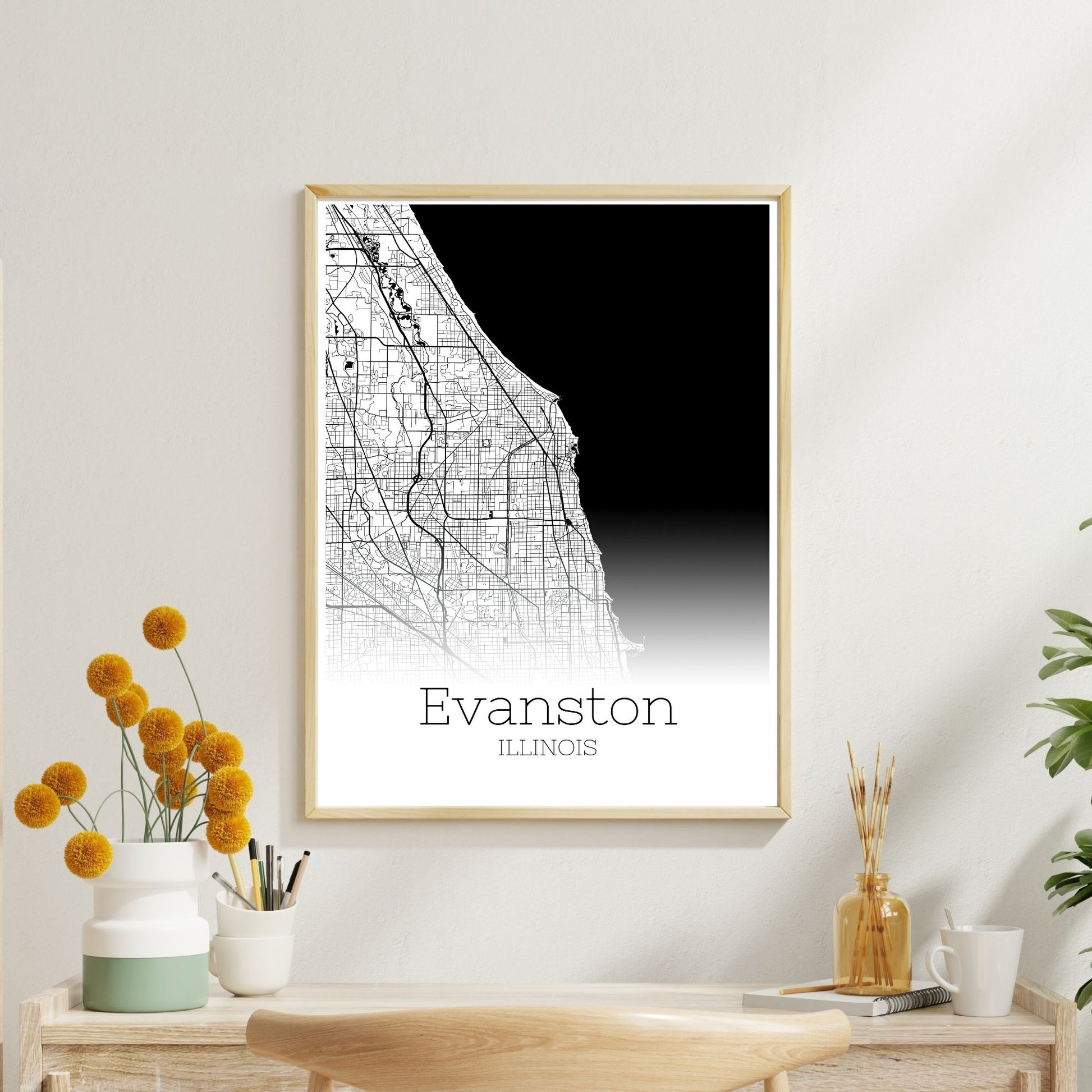 Evanston Illinois City Map Poster - GroovyGrove