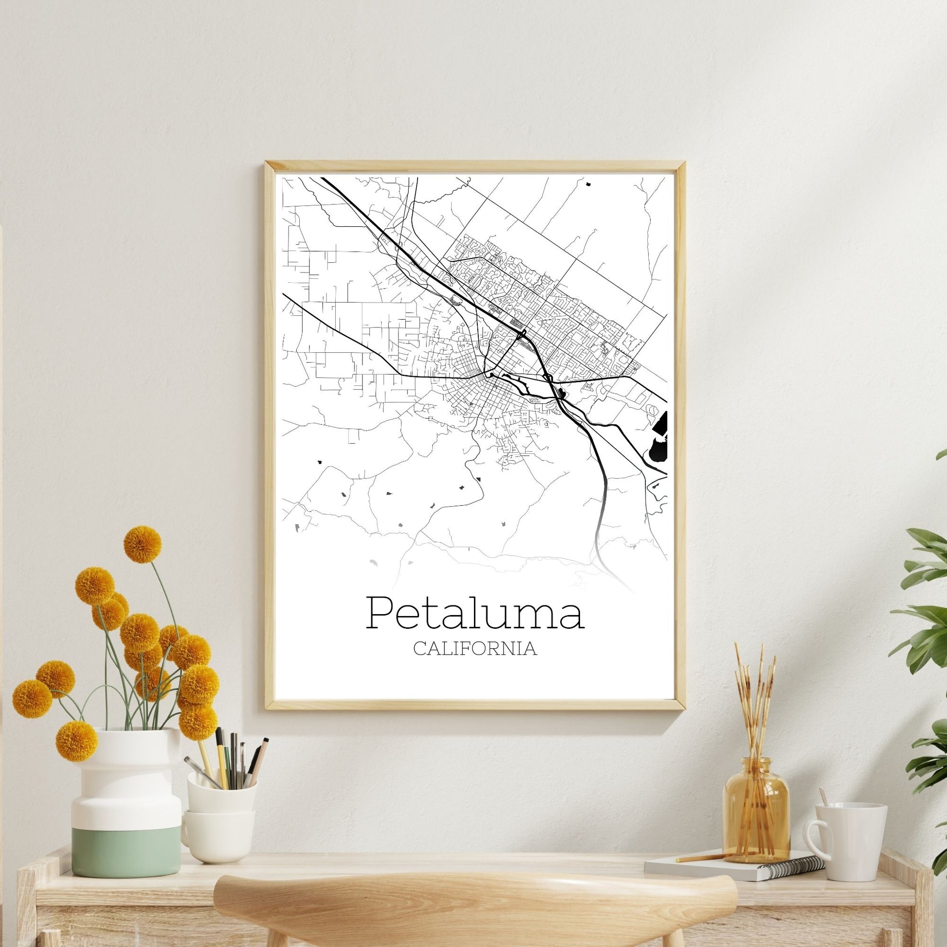 Petaluma California City Map Poster - GroovyGrove