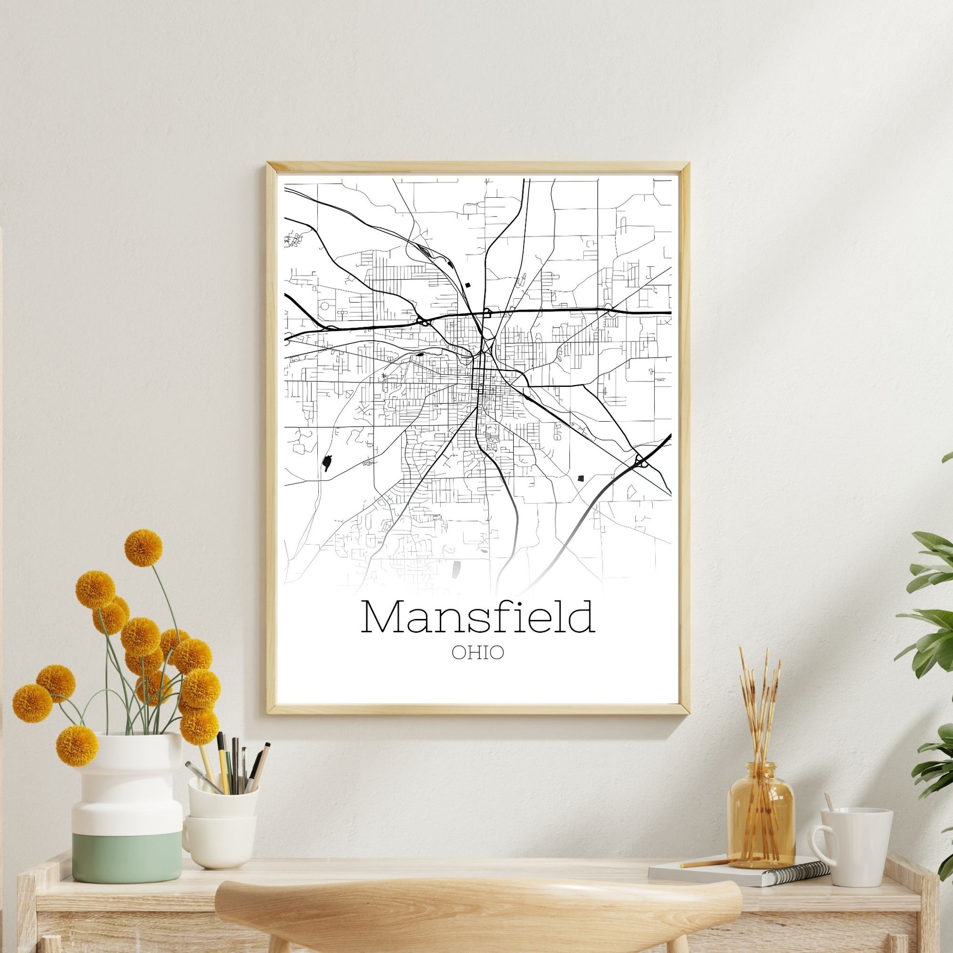 Mansfield Ohio City Map Poster - GroovyGrove