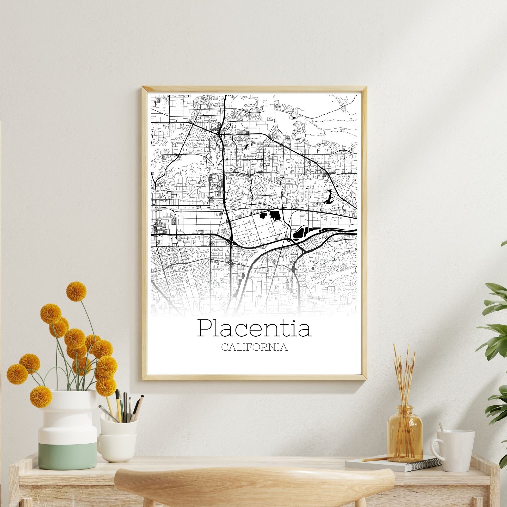 Placentia California City Map Poster - GroovyGrove