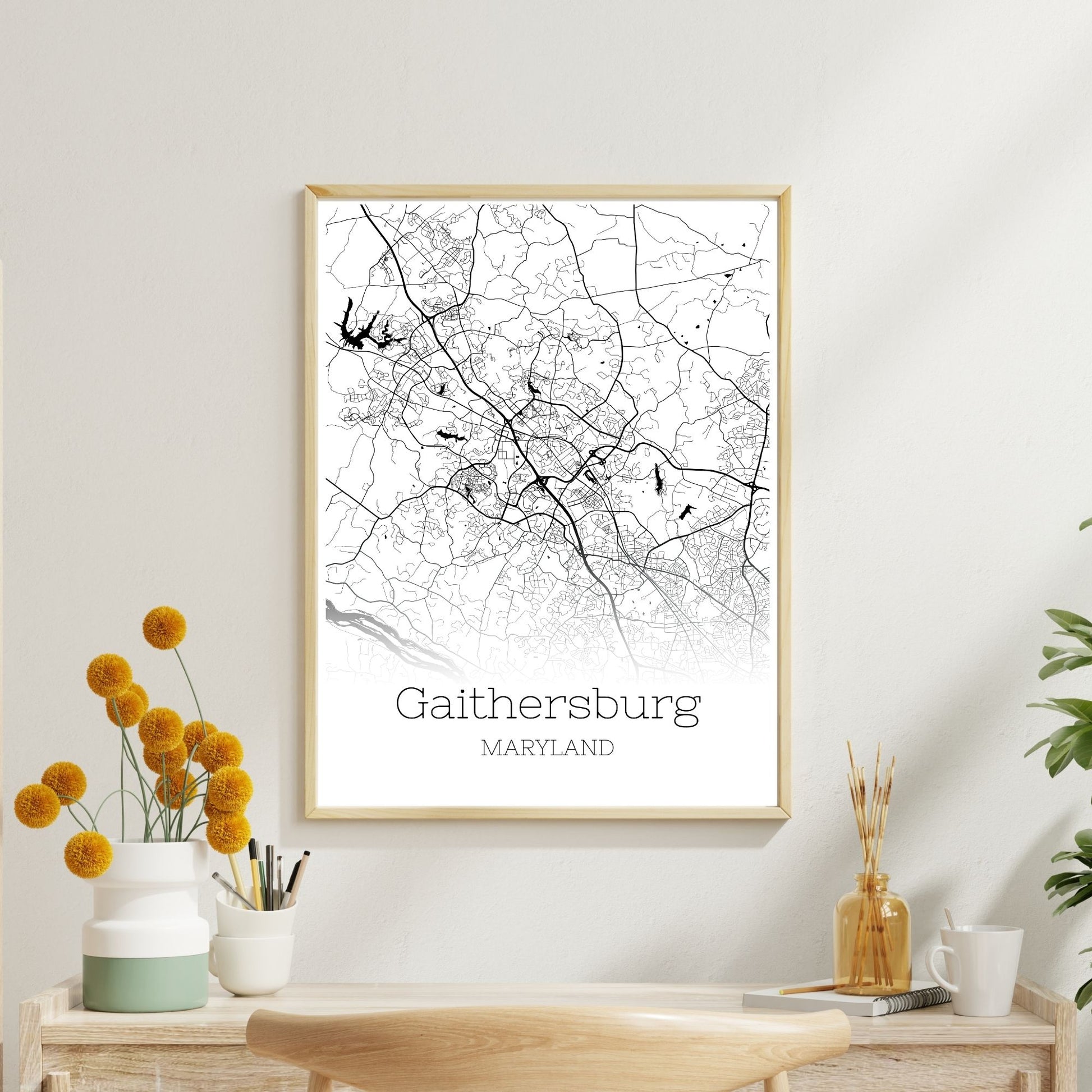 Gaithersburg Maryland City Map Poster - GroovyGrove