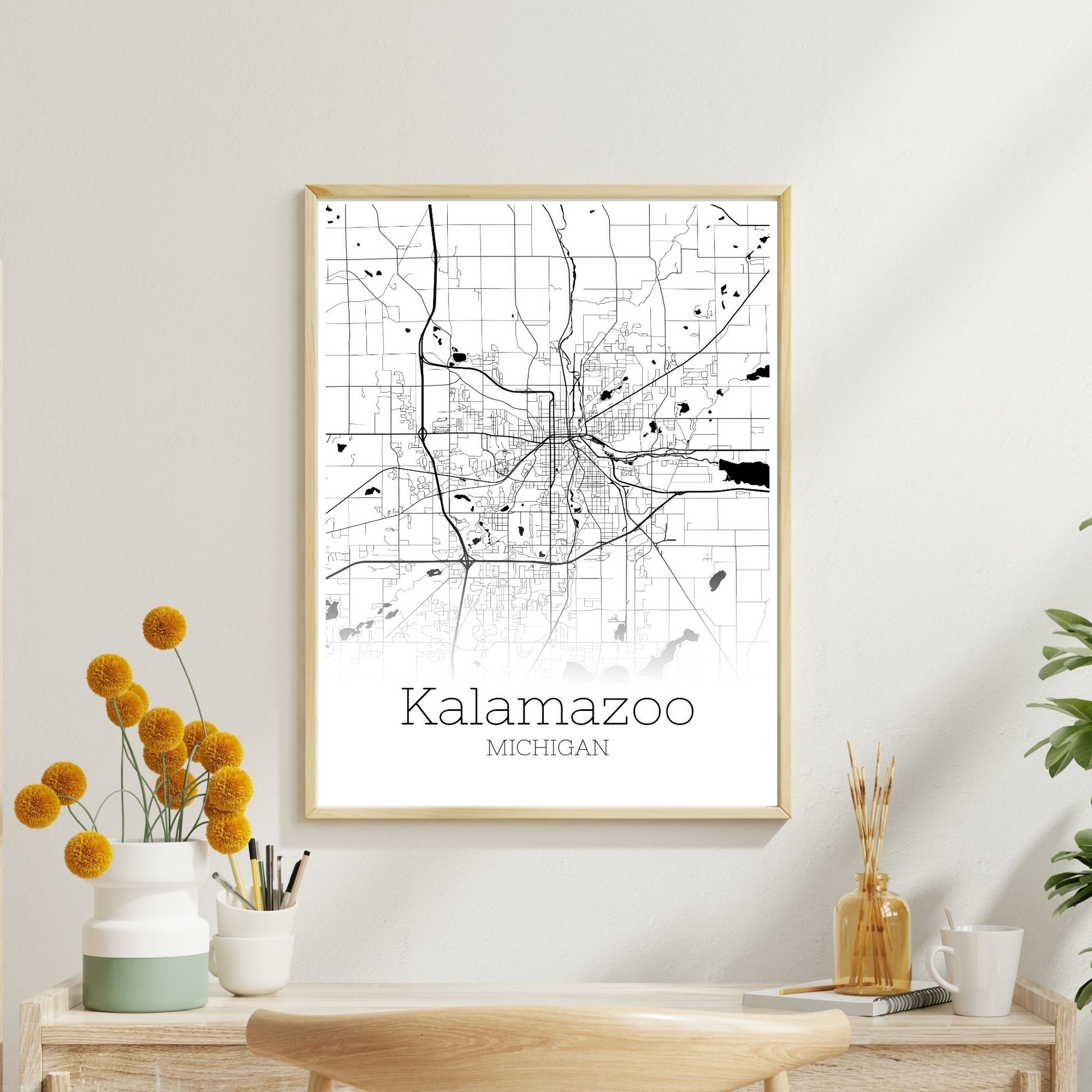 Kalamazoo Michigan City Map Poster - GroovyGrove