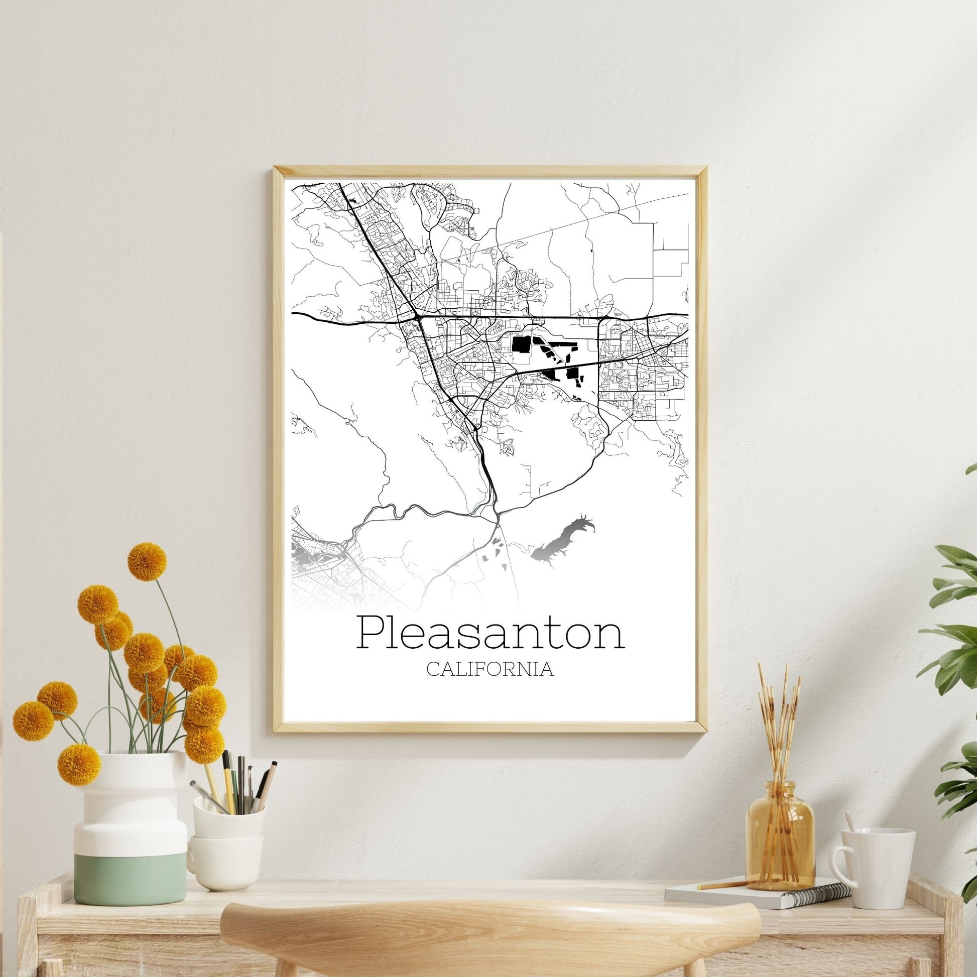 Pleasanton California City Map Poster - GroovyGrove