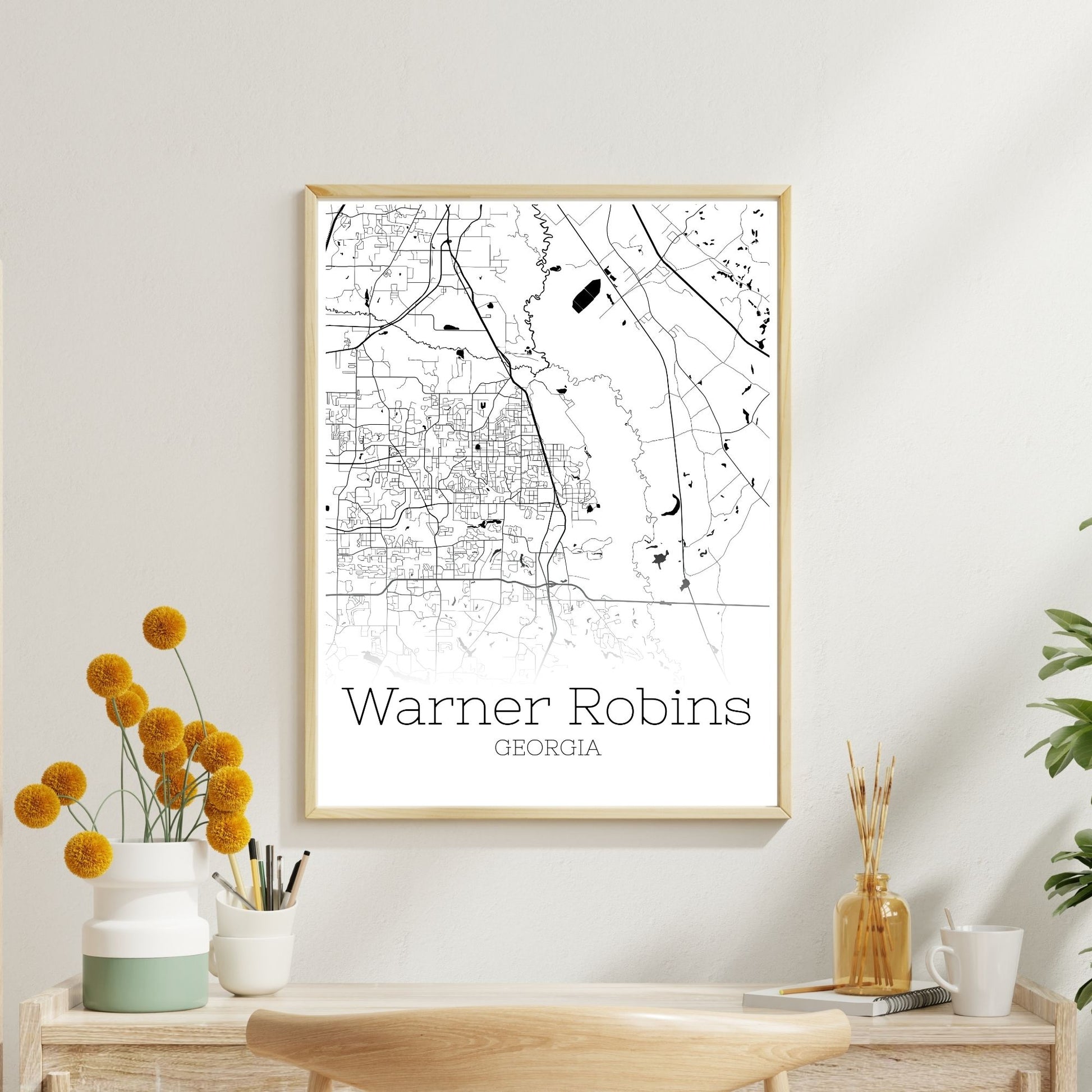 Warner Robins Georgia City Map Poster - GroovyGrove