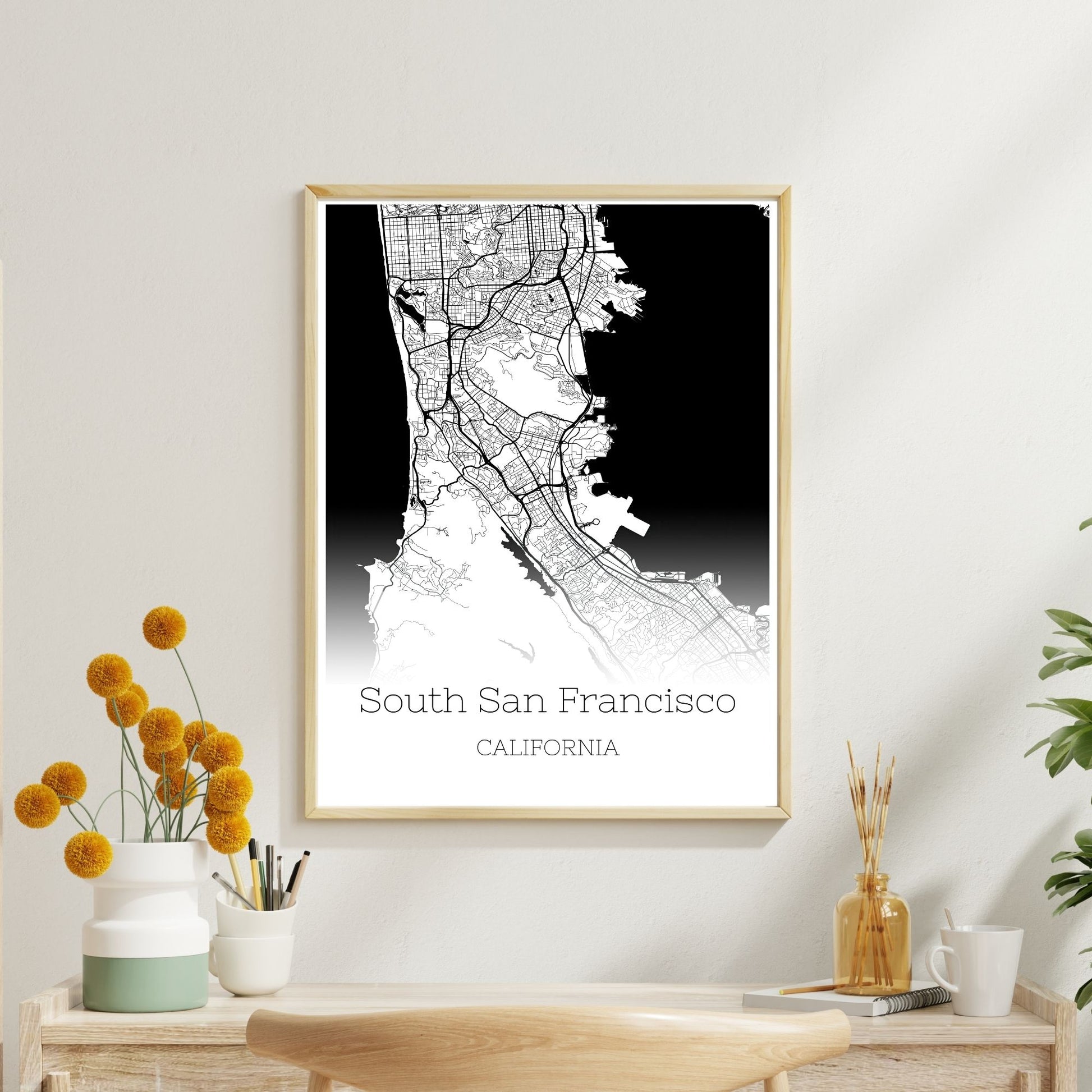 South San Francisco California City Map Poster - GroovyGrove