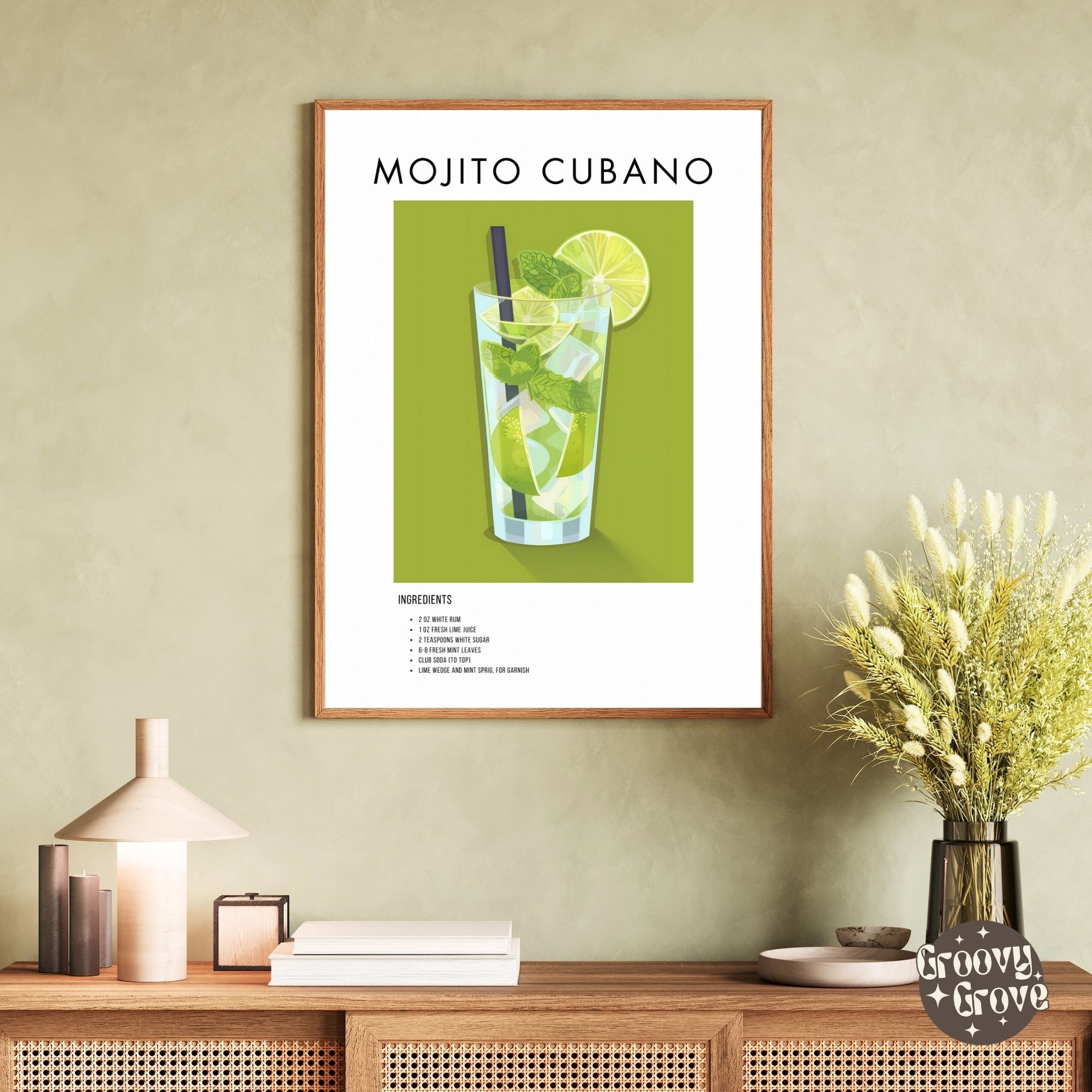 Mojito Cubano Retro Cocktail Poster - GroovyGrove