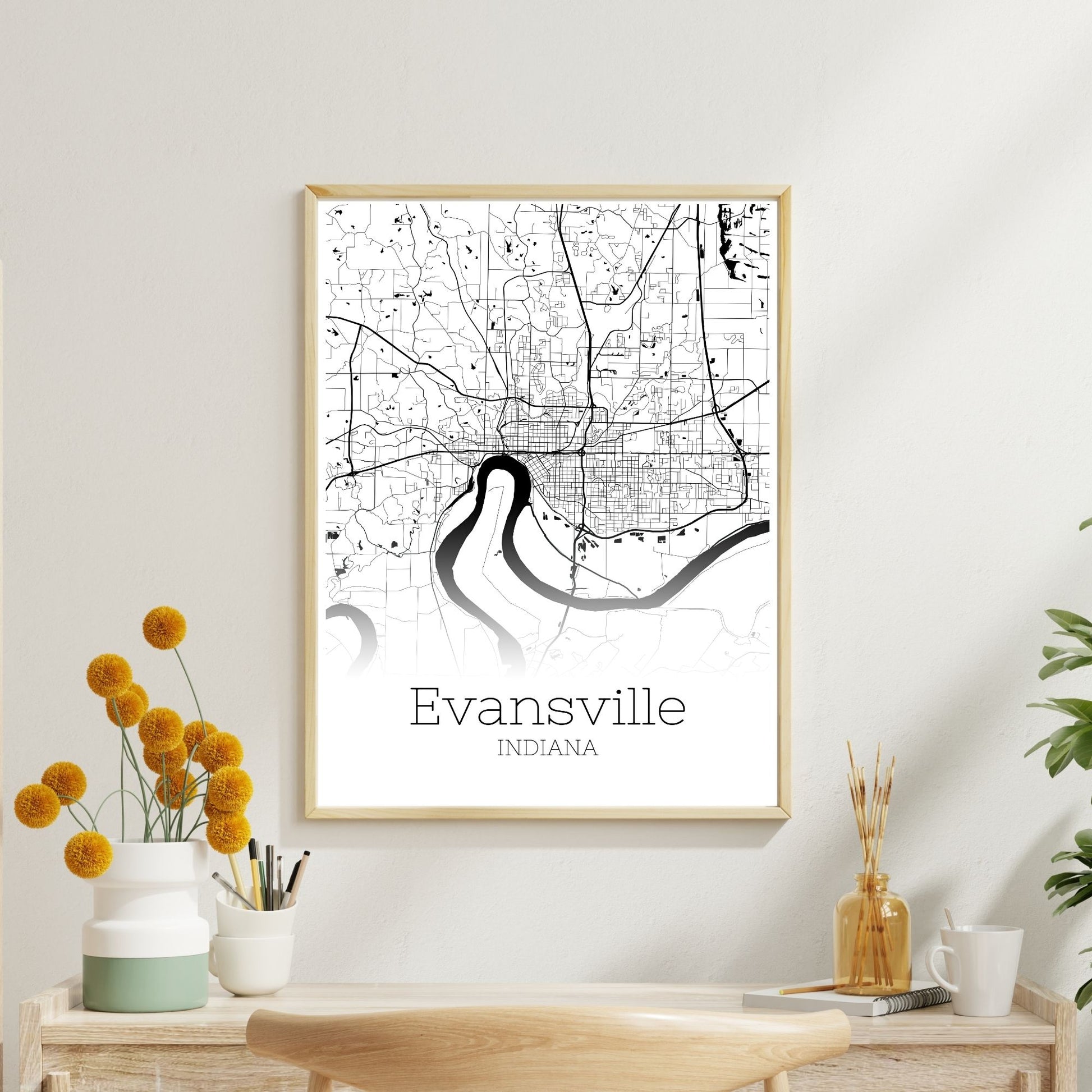 Evansville Indiana City Map Poster - GroovyGrove