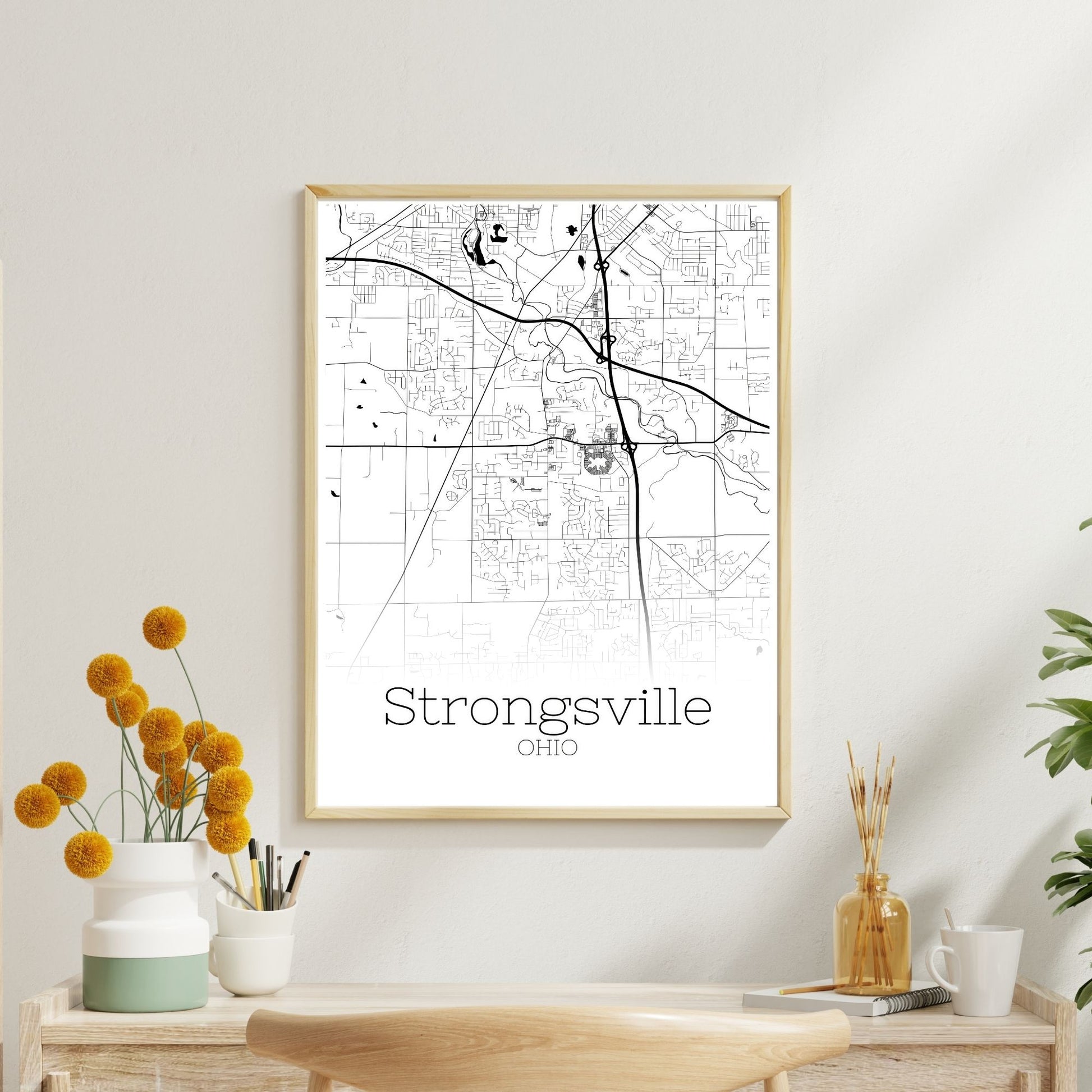 Strongsville Ohio City Map Poster - GroovyGrove