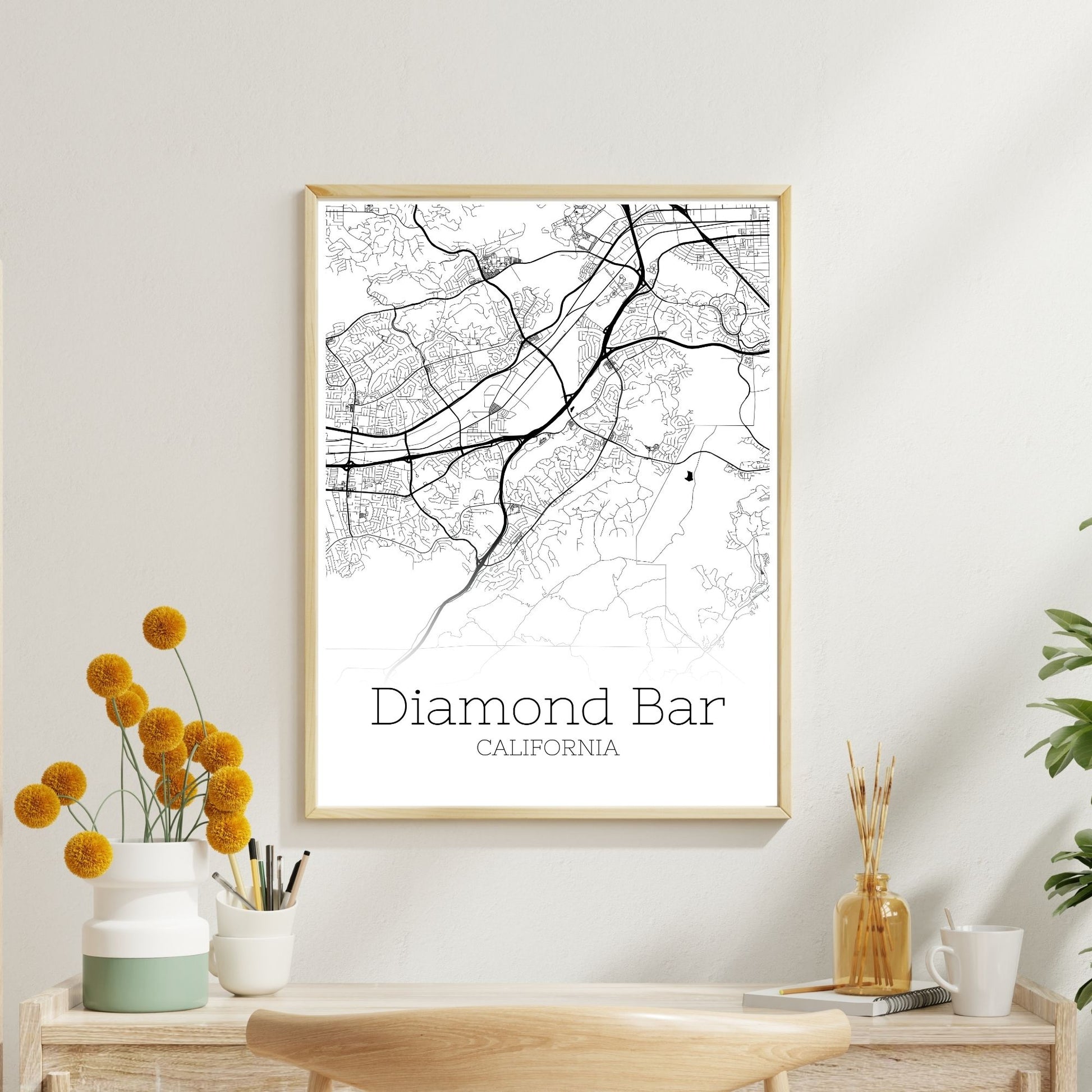 Diamond Bar California City Map Poster - GroovyGrove