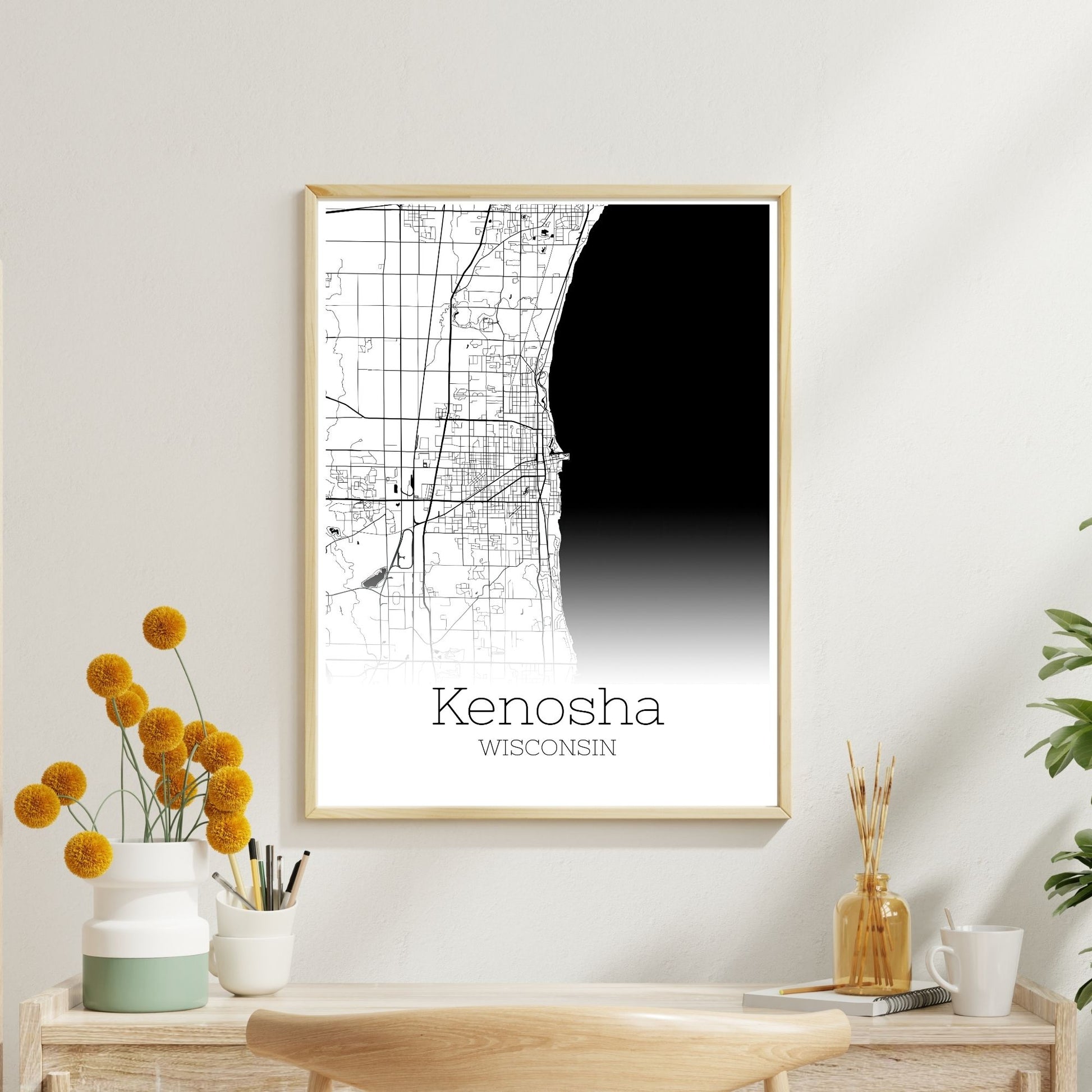 Kenosha Wisconsin City Map Poster - GroovyGrove