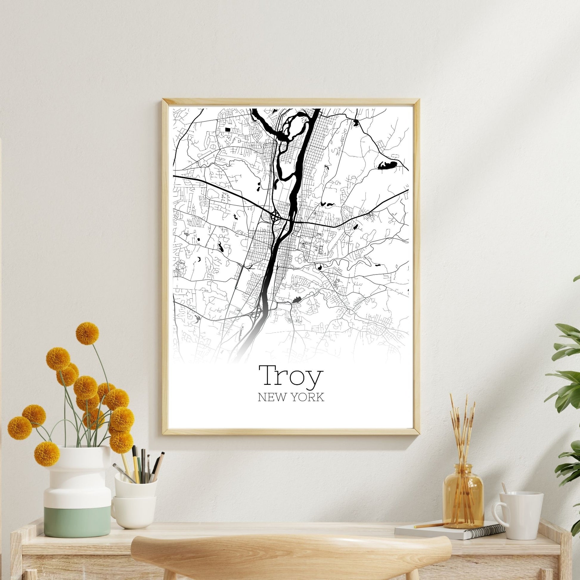 Troy New York City Map Poster - GroovyGrove