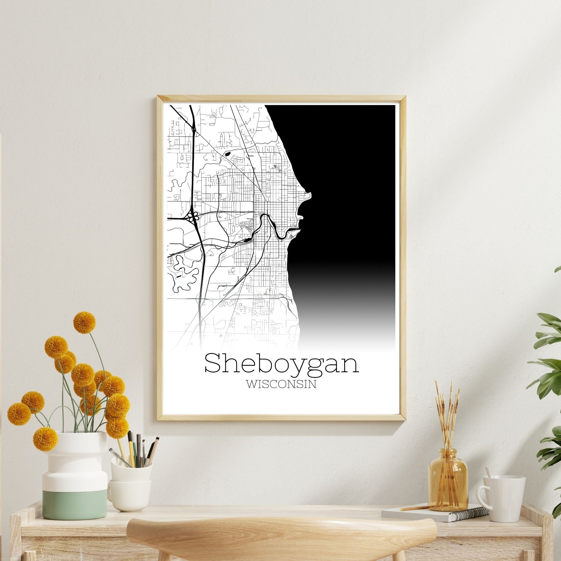 Sheboygan Wisconsin City Map Poster - GroovyGrove