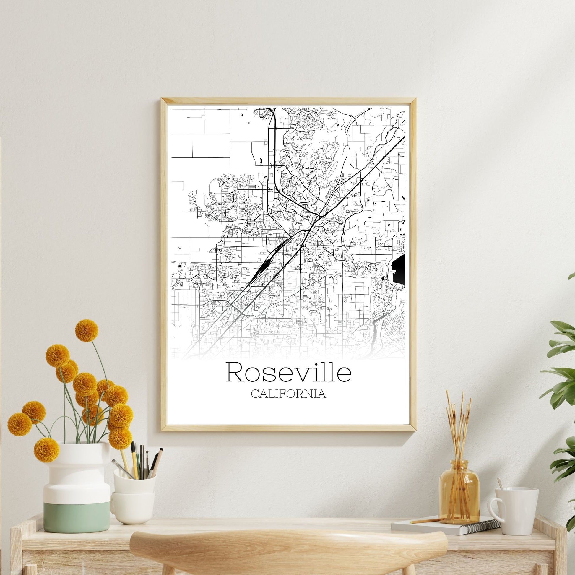 Roseville California City Map Poster - GroovyGrove