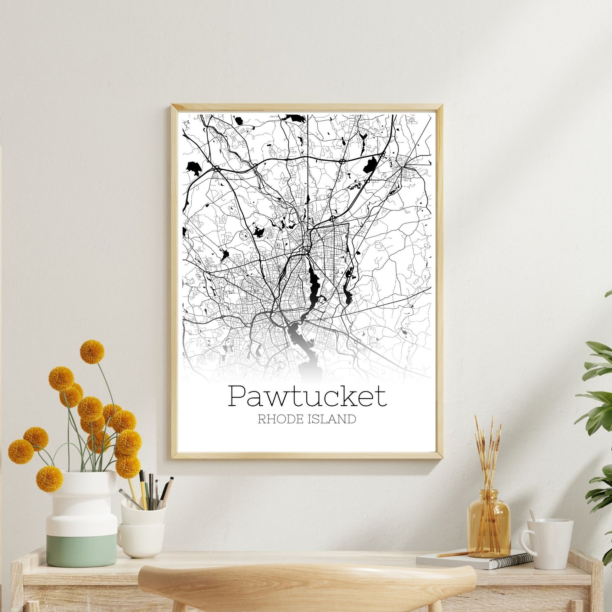 Pawtucket Rhode Island City Map Poster - GroovyGrove