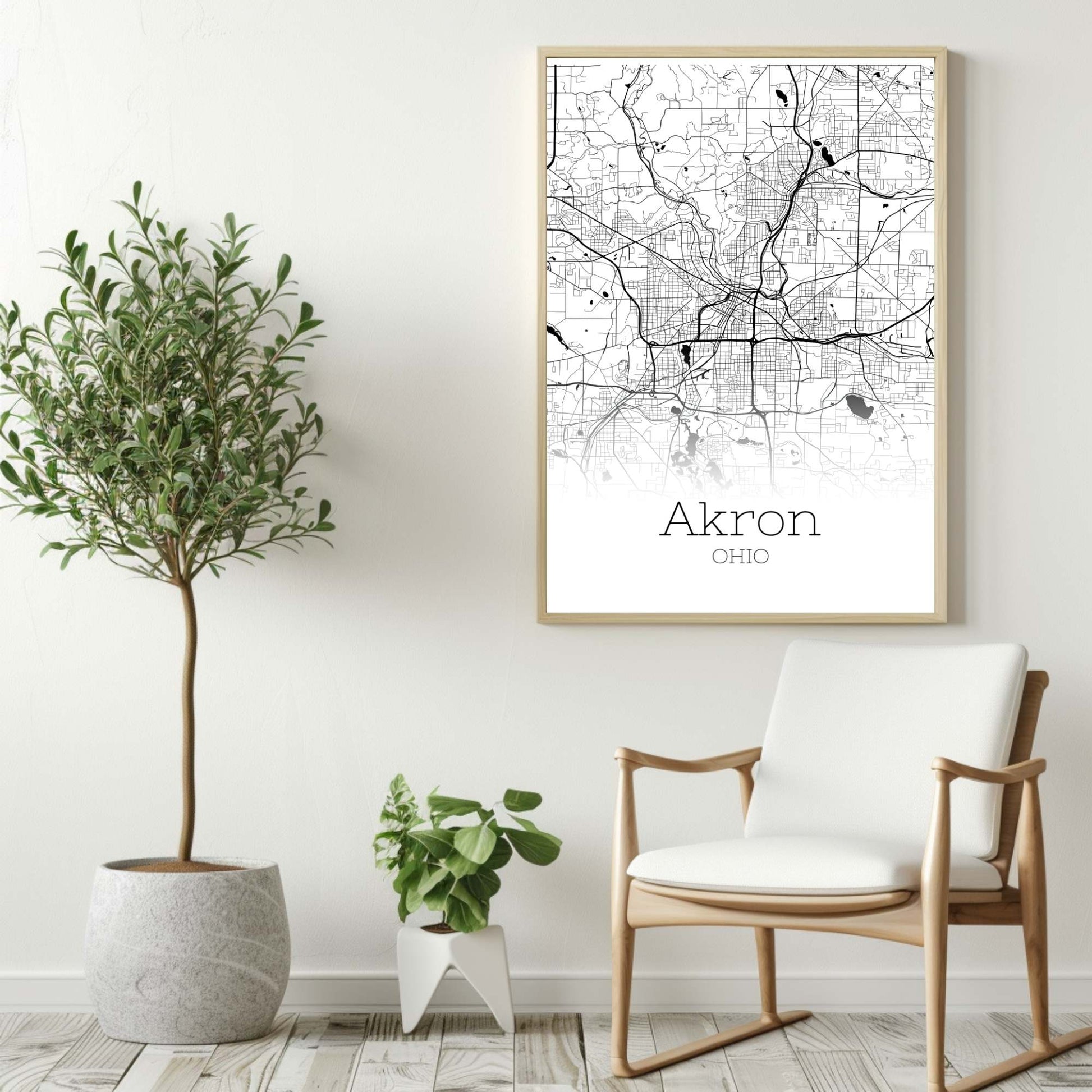 Akron Ohio City Map Poster - GroovyGrove