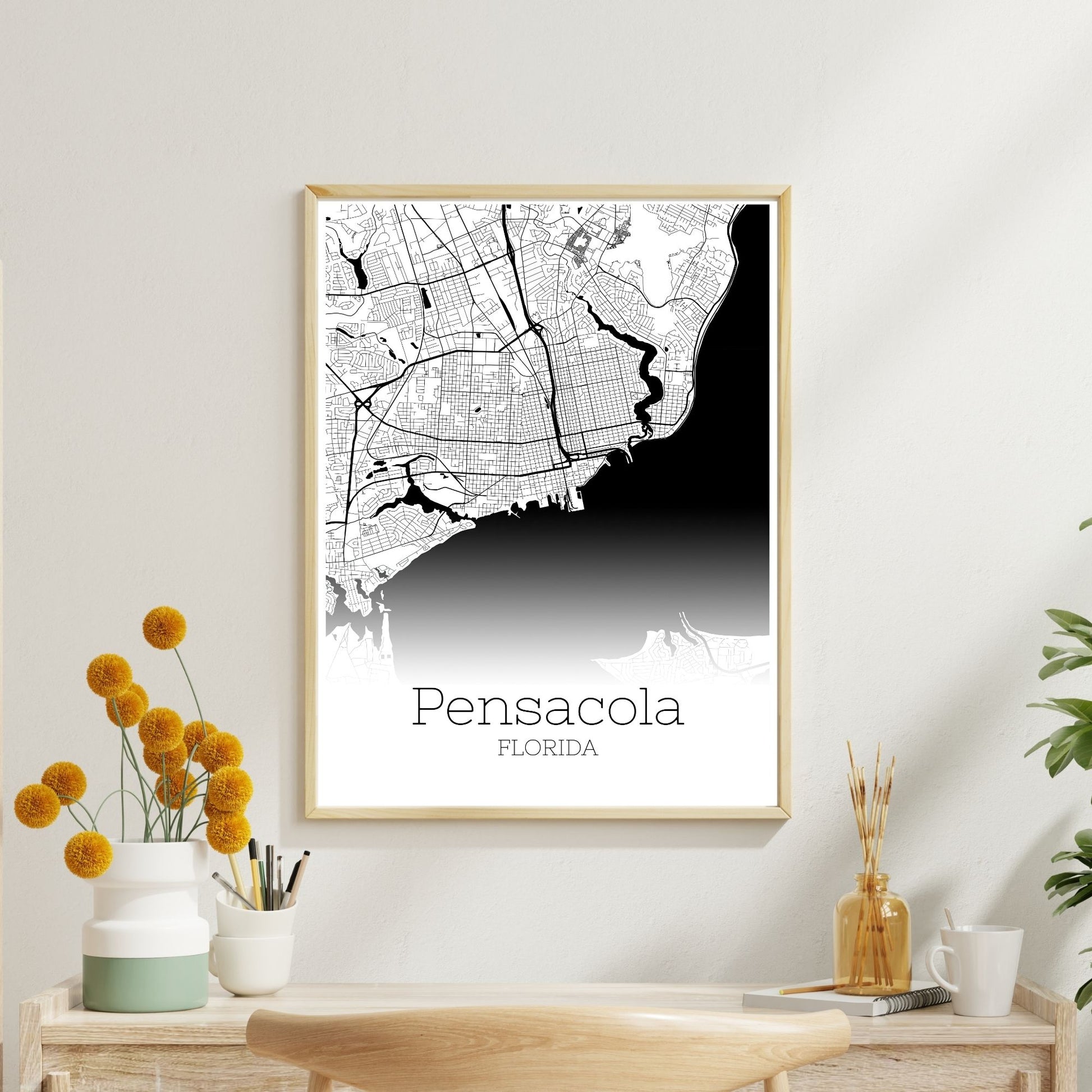 Pensacola Florida City Map Poster - GroovyGrove