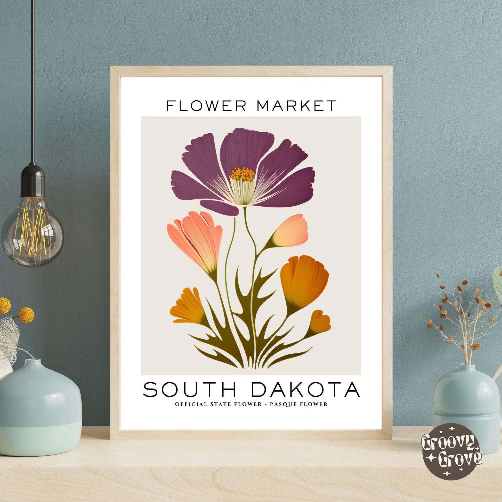 South Dakota Flower Market Poster - GroovyGrove