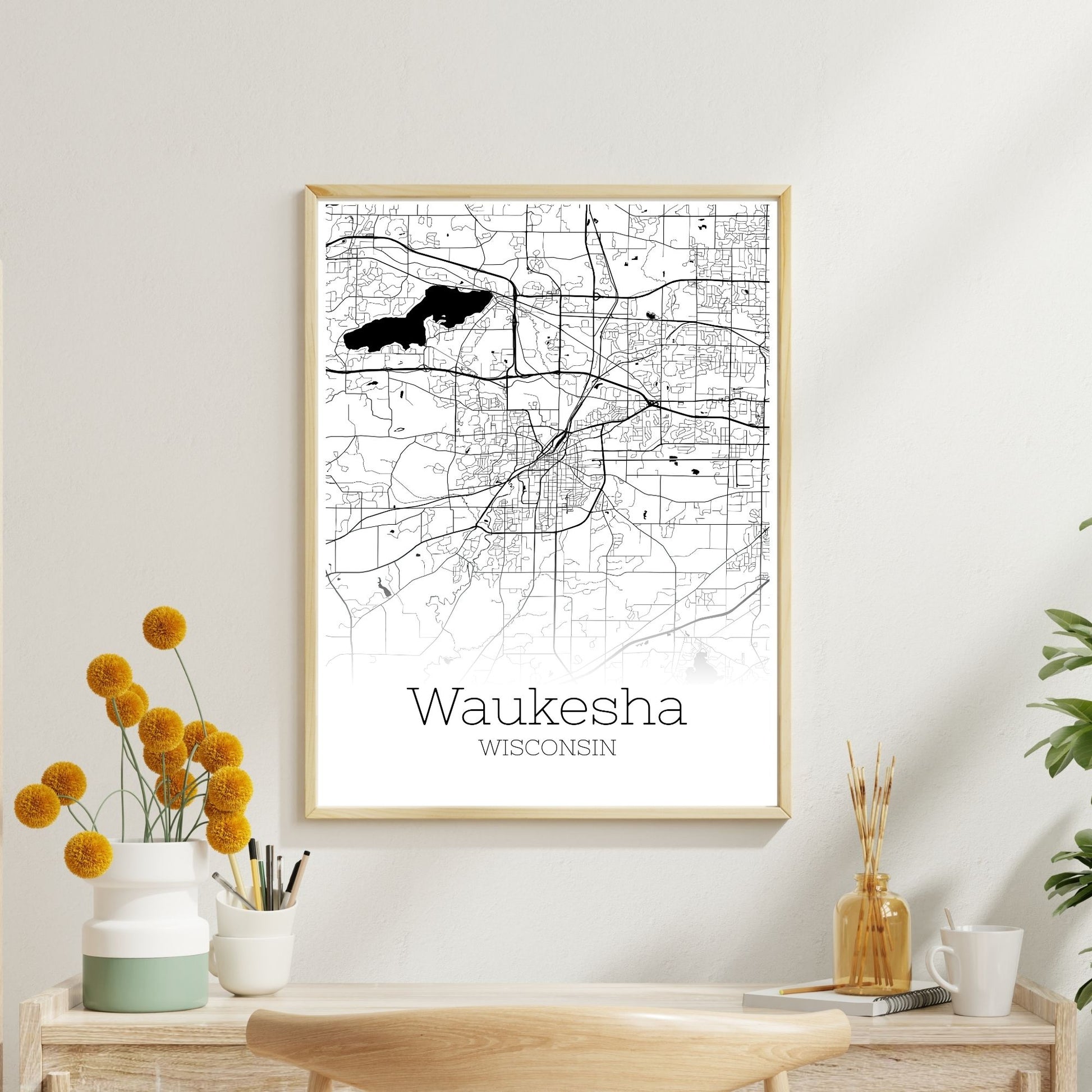 Waukesha Wisconsin City Map Poster - GroovyGrove