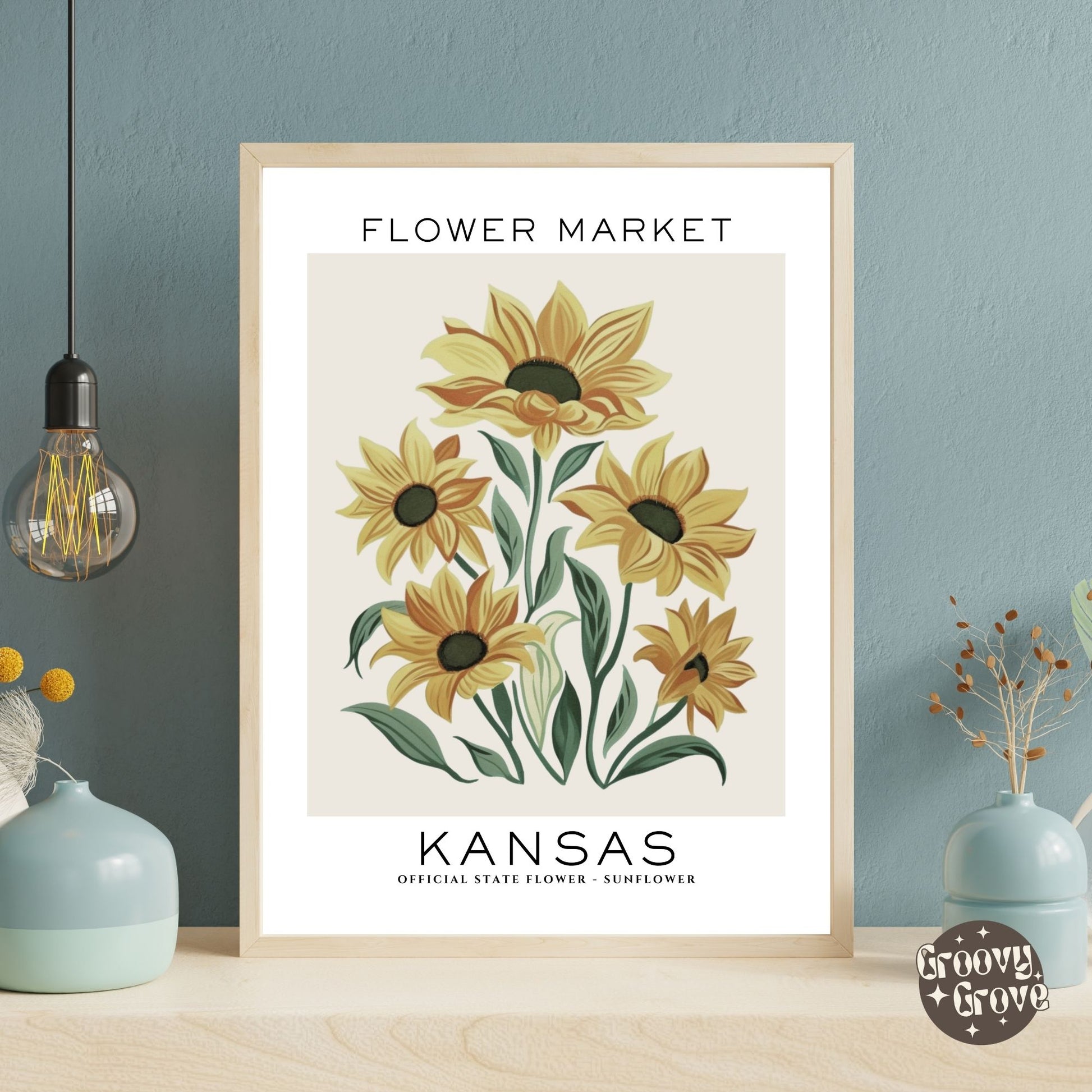 Kansas Flower Market Poster - GroovyGrove