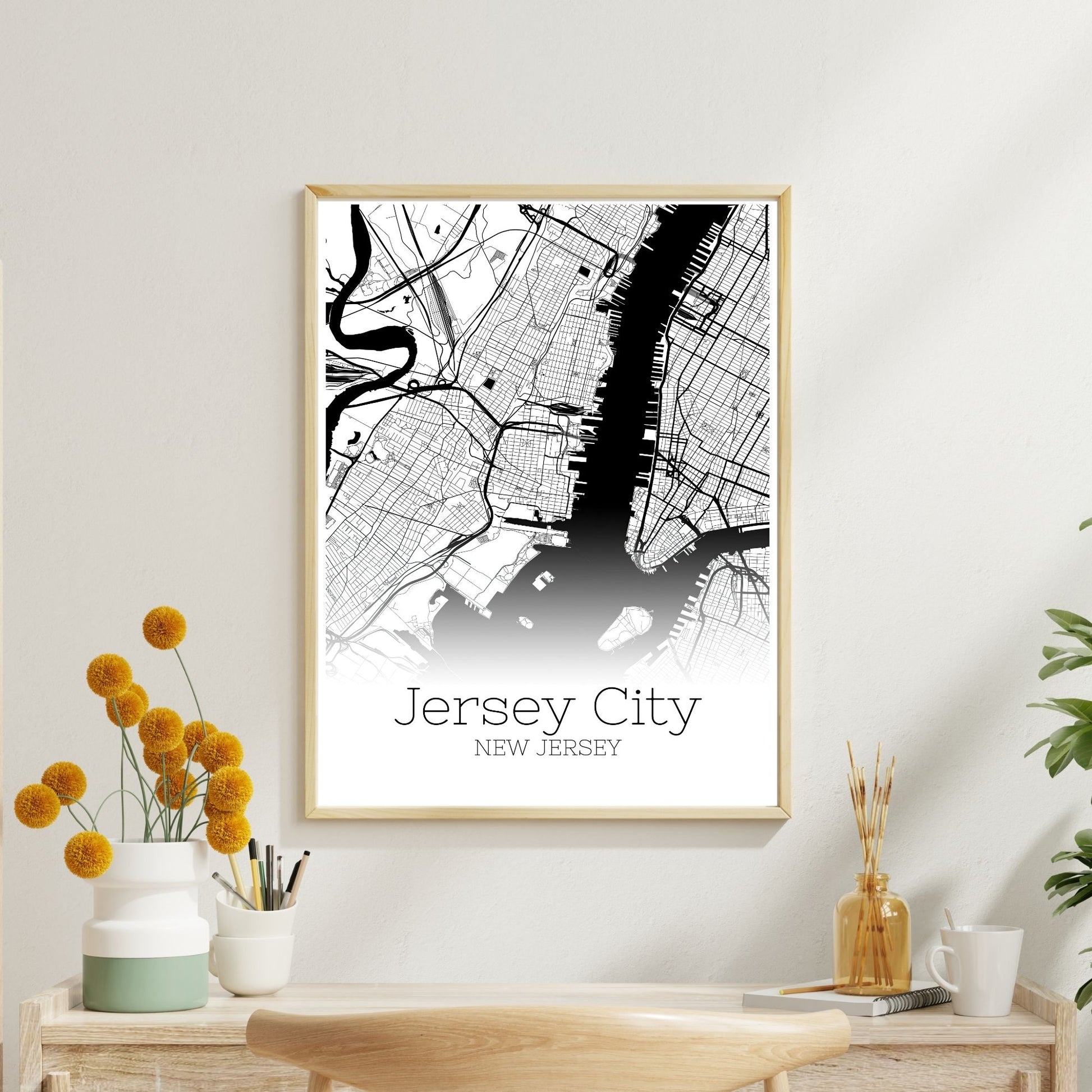 Jersey City New Jersey Map Poster - GroovyGrove