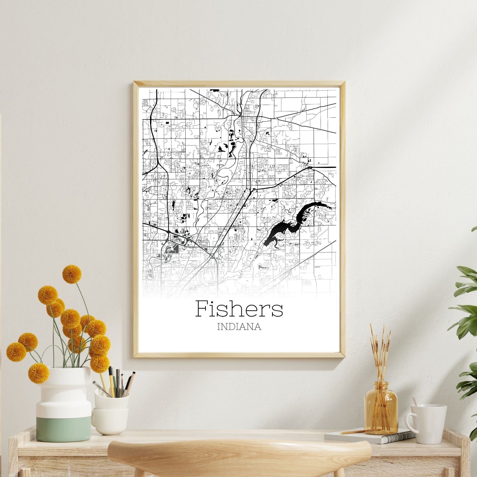 Fishers Indiana City Map Poster - GroovyGrove