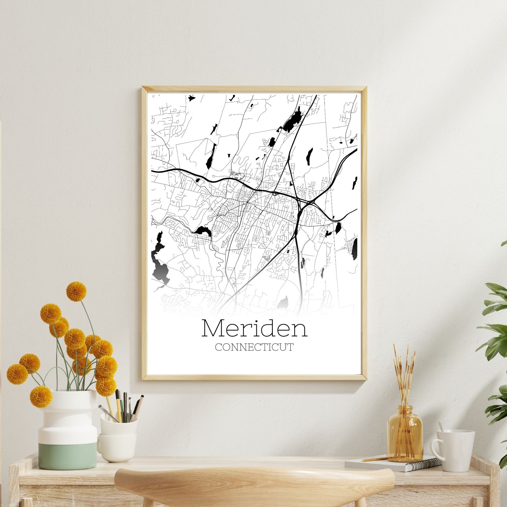 Meriden Connecticut City Map Poster - GroovyGrove