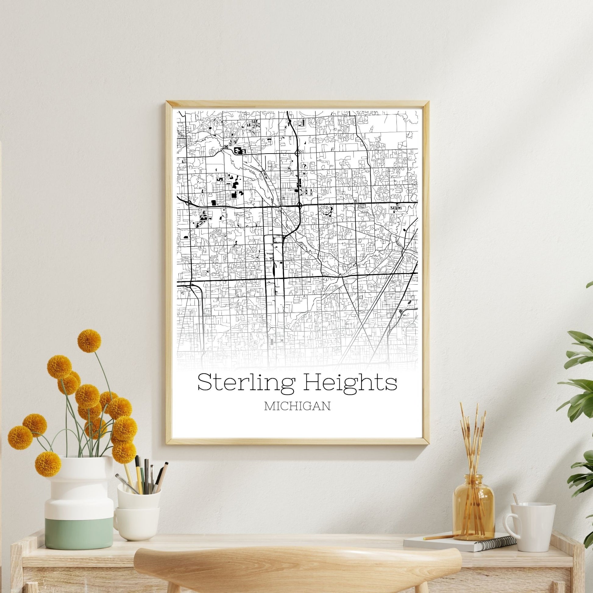 Sterling Heights Michigan City Map Poster - GroovyGrove