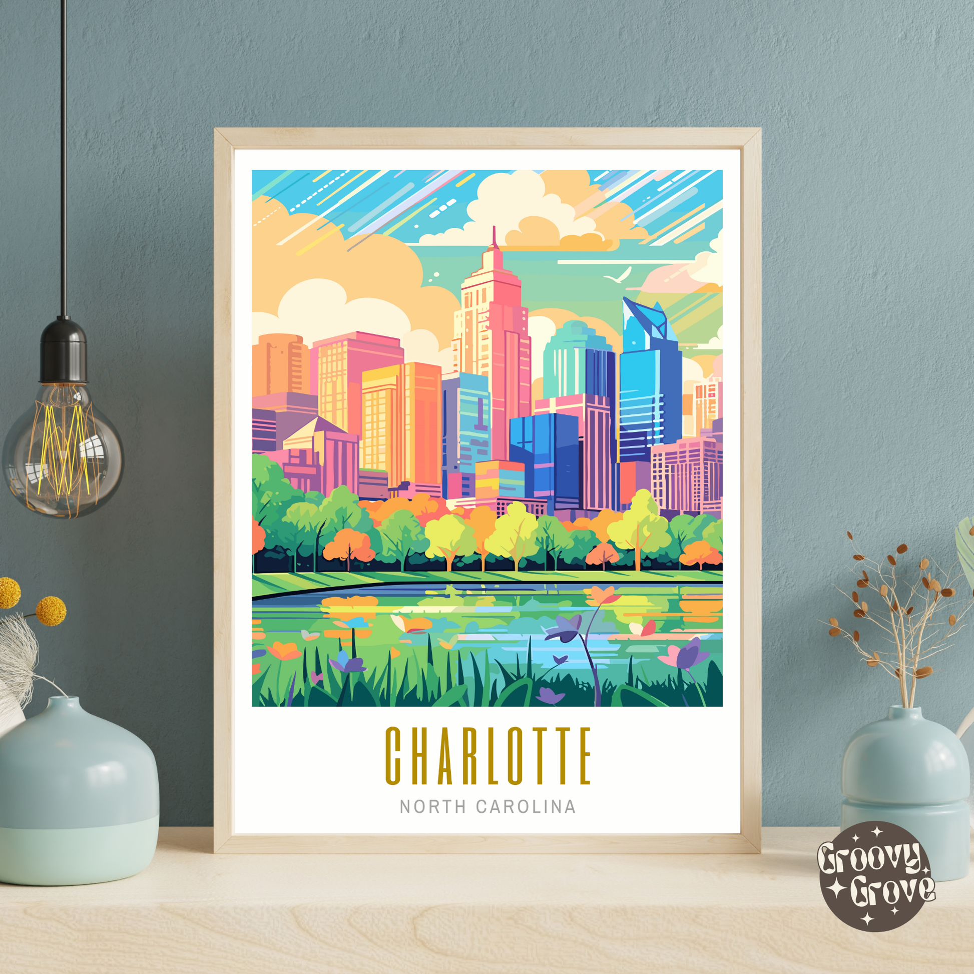 Charlotte North Carolina Poster - GroovyGrove