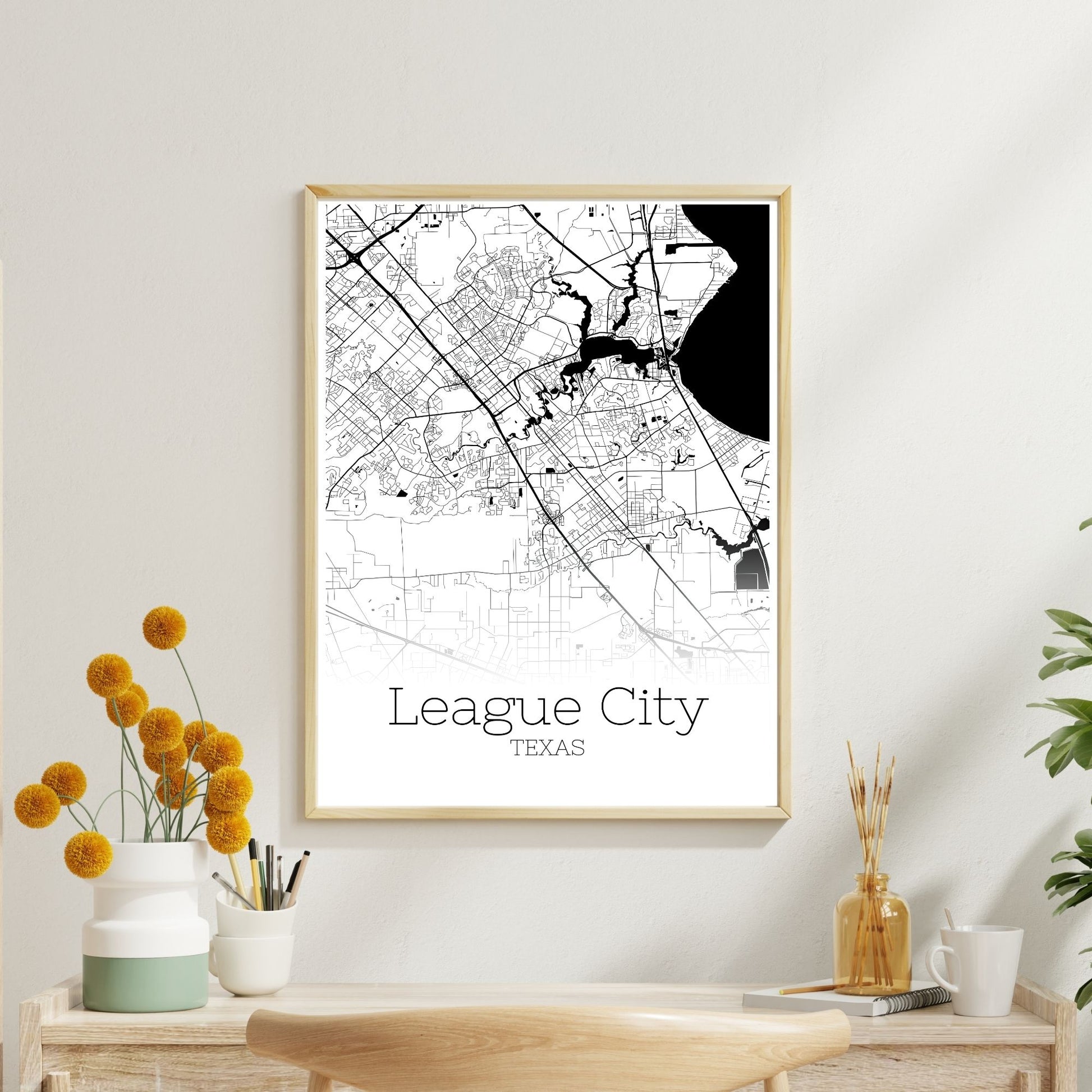 League City Texas Map Poster - GroovyGrove