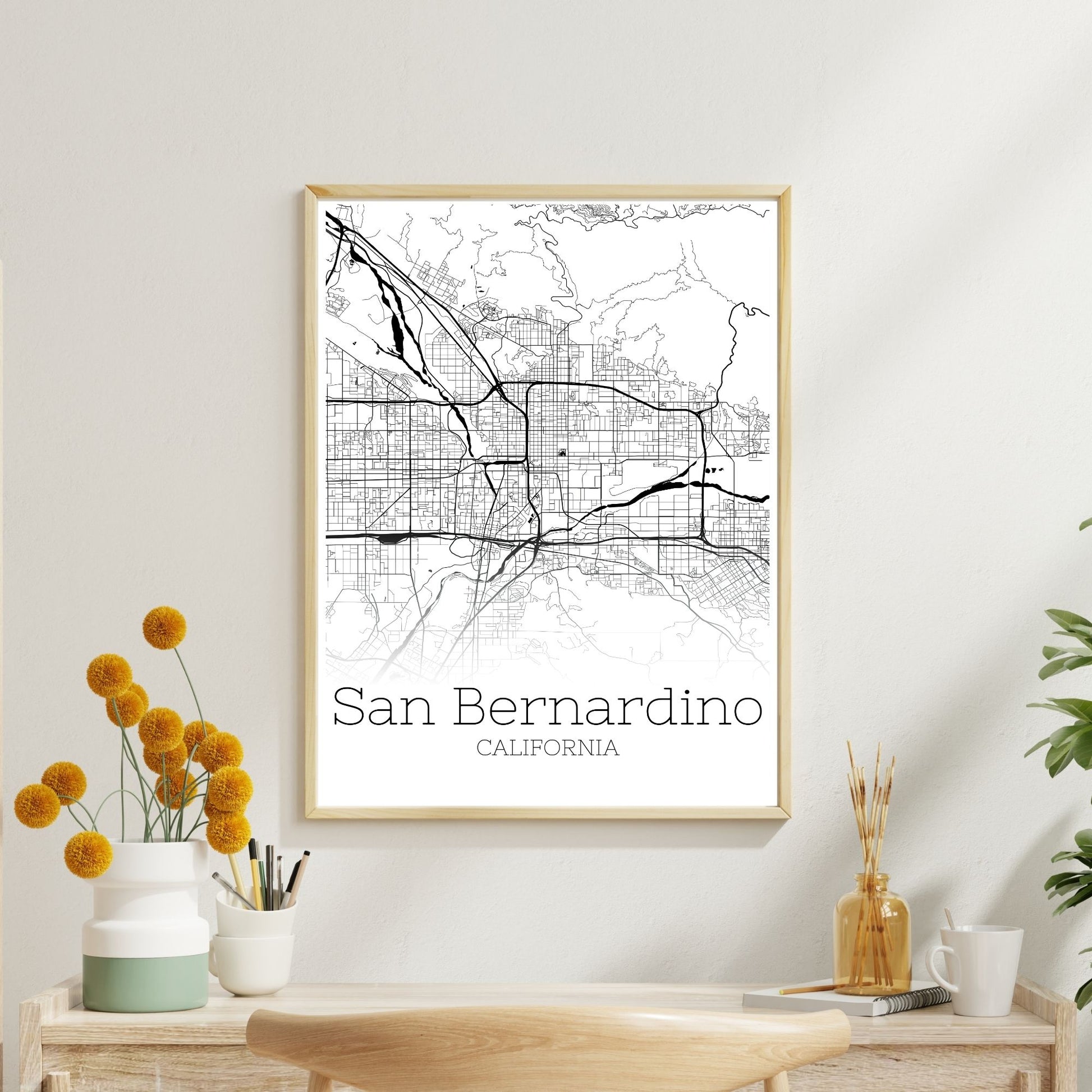 San Bernardino California City Map Poster - GroovyGrove