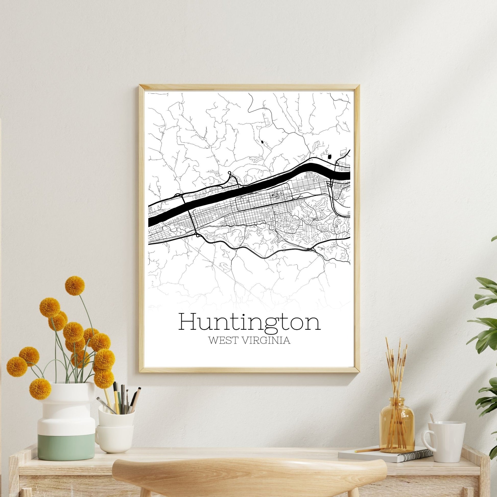 Huntington West Virginia City Map Poster - GroovyGrove