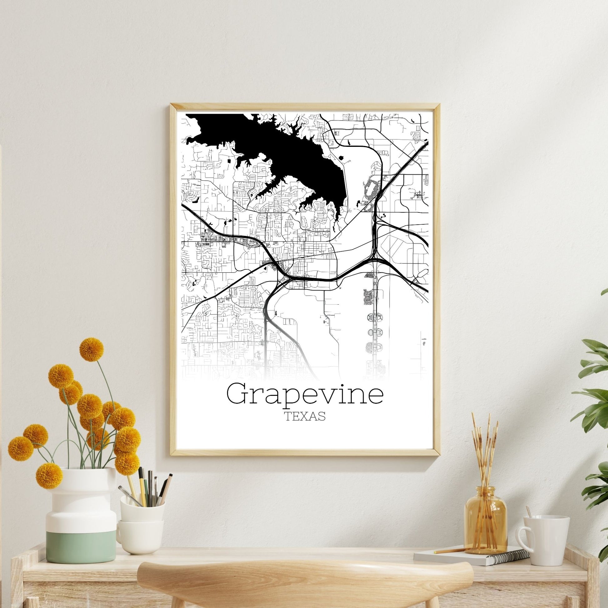 Grapevine Texas City Map Poster - GroovyGrove