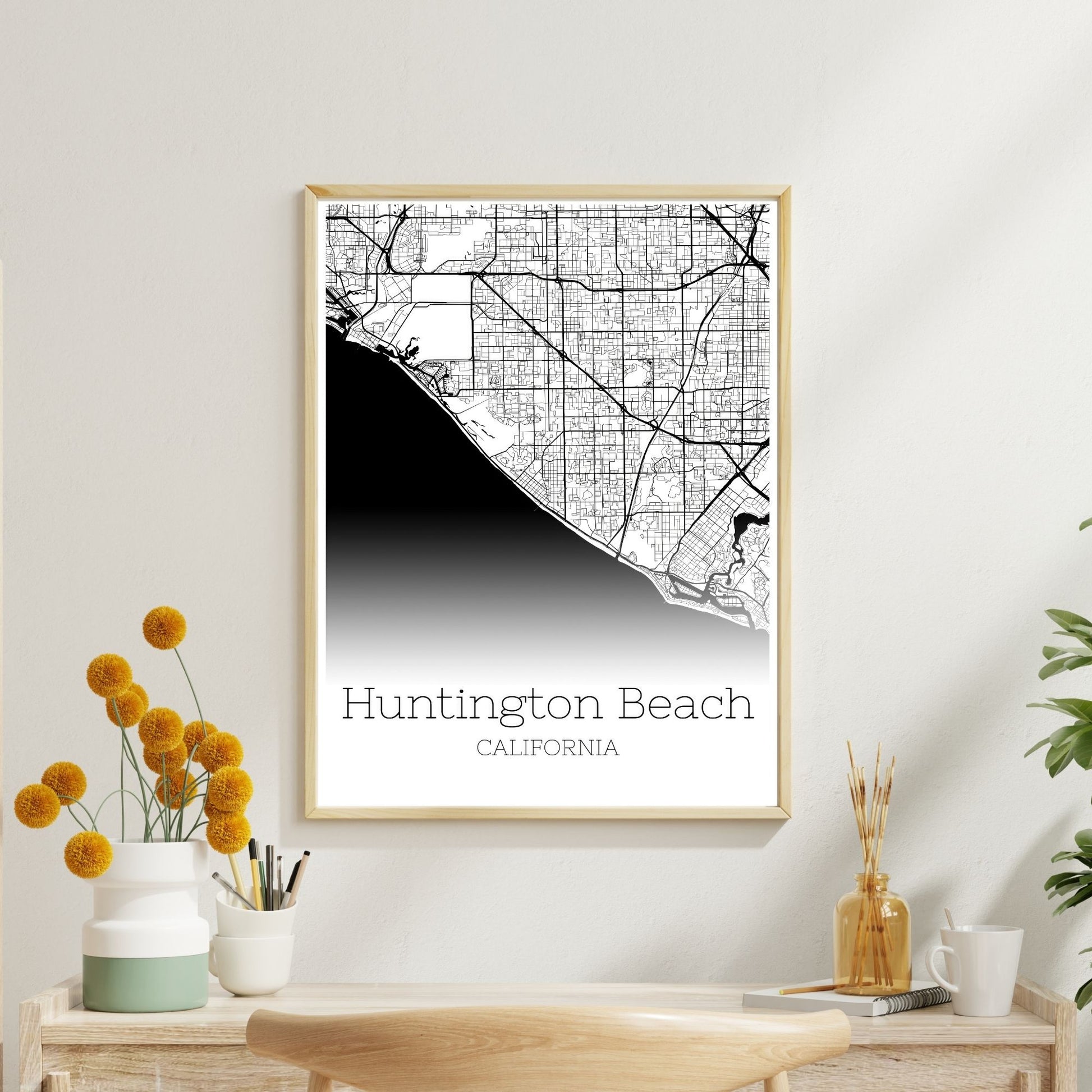 Huntington Beach California City Map Poster - GroovyGrove