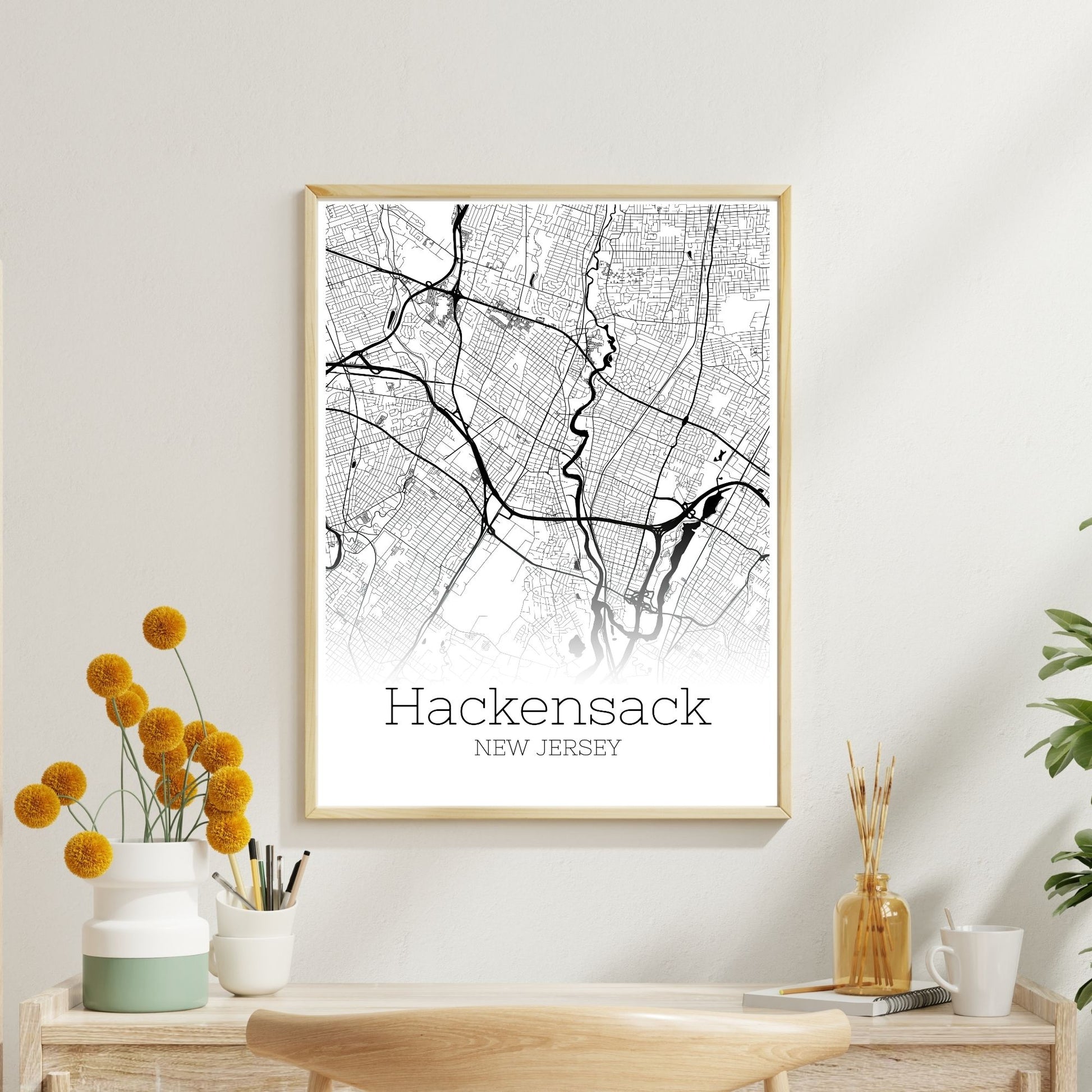 Hackensack New Jersey City Map Poster - GroovyGrove