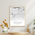 Oak Lawn Illinois City Map Poster - GroovyGrove