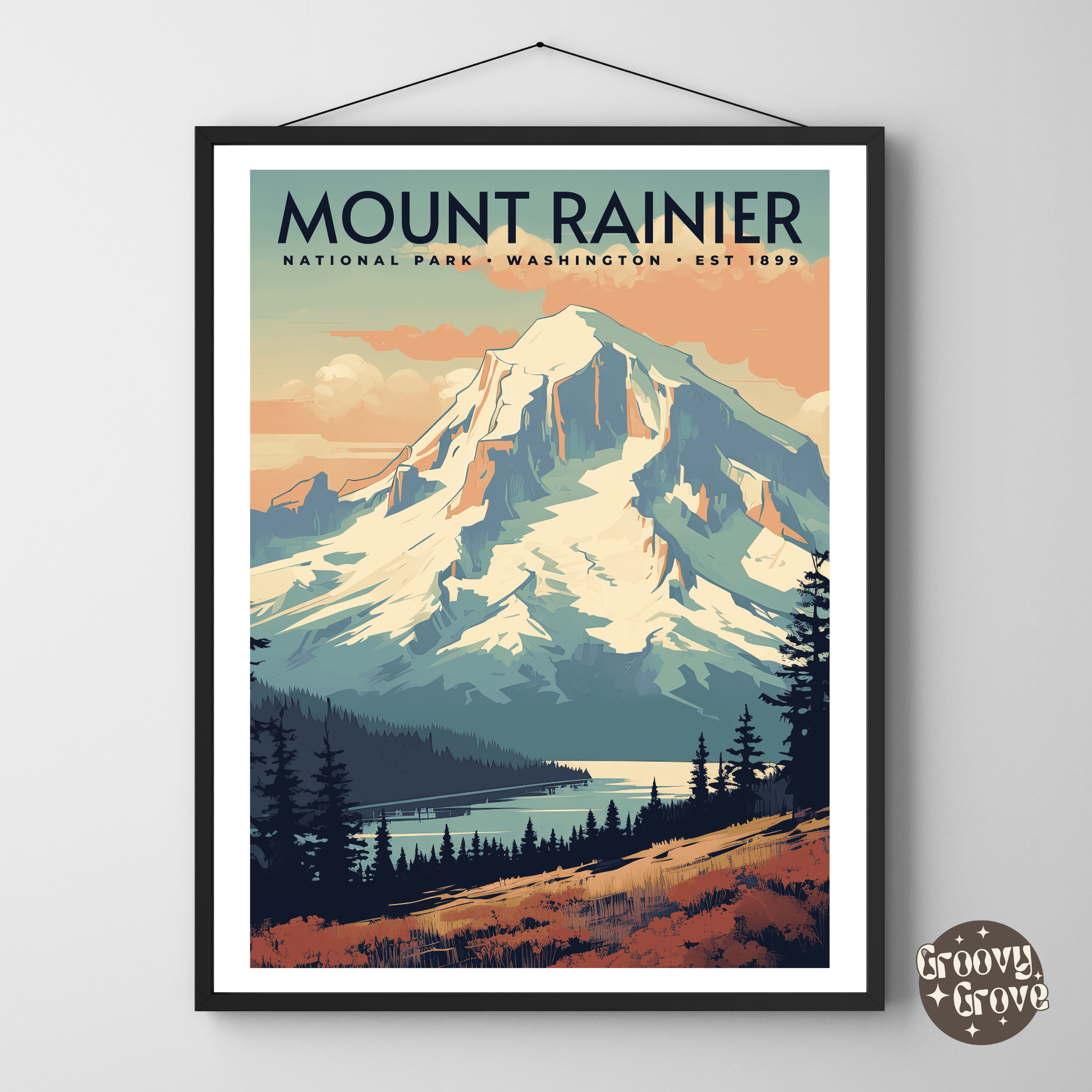 Mount Rainier National Park Vintage Poster - GroovyGrove