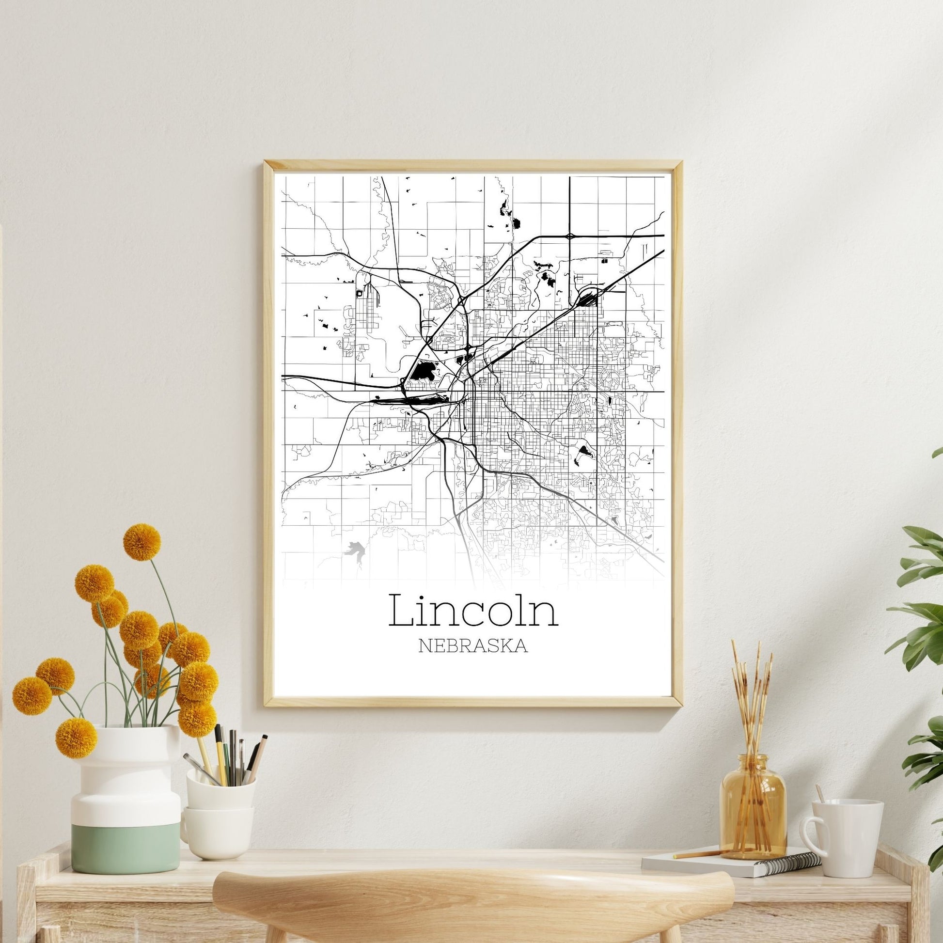 Lincoln Nebraska City Map Poster - GroovyGrove