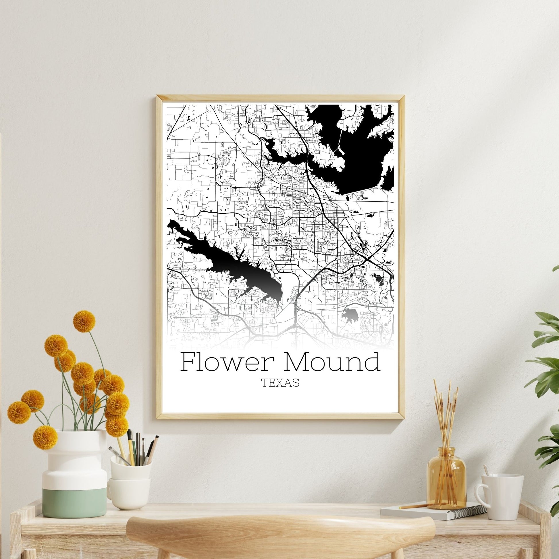 Flower Mound Texas City Map Poster - GroovyGrove