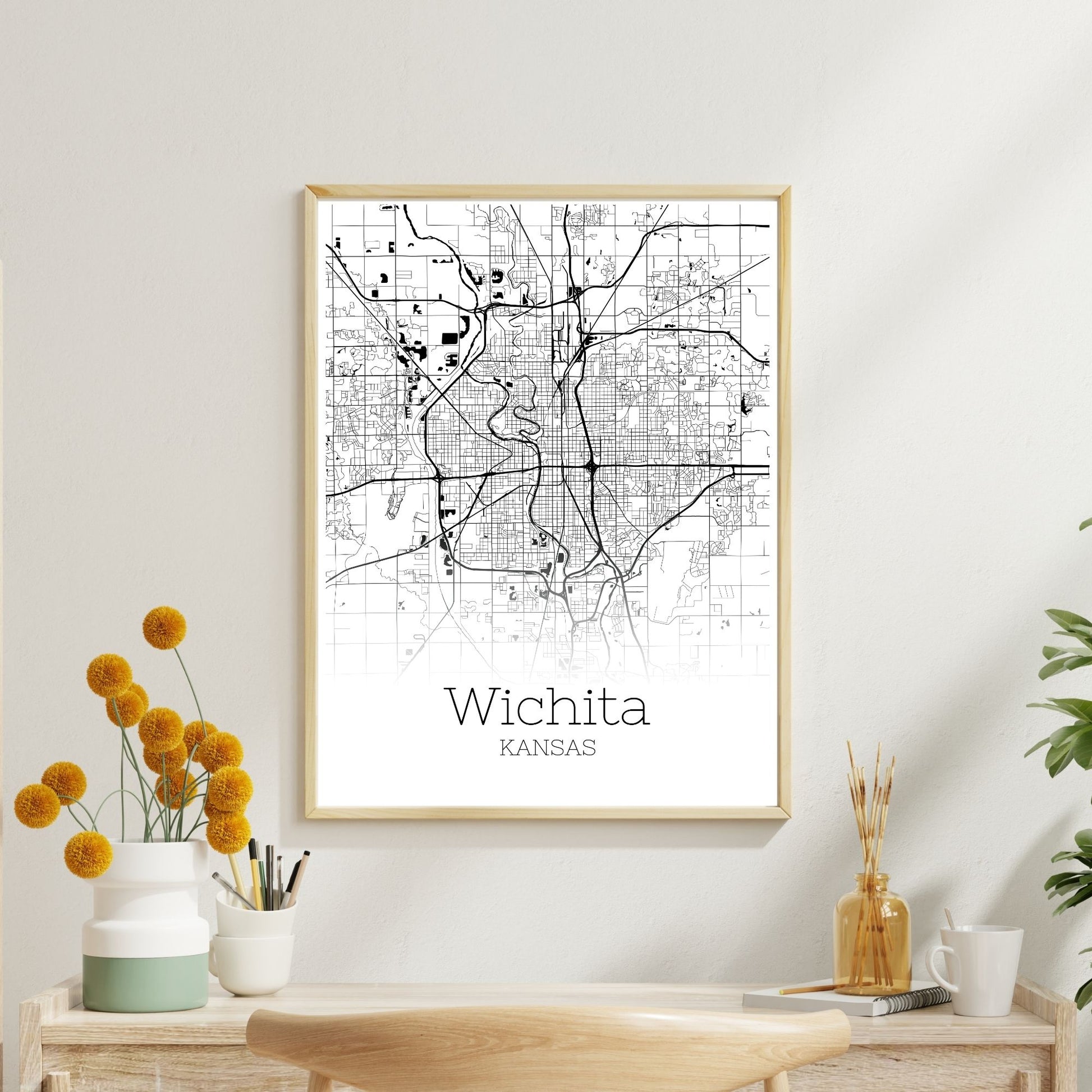 Wichita Kansas City Map Poster - GroovyGrove