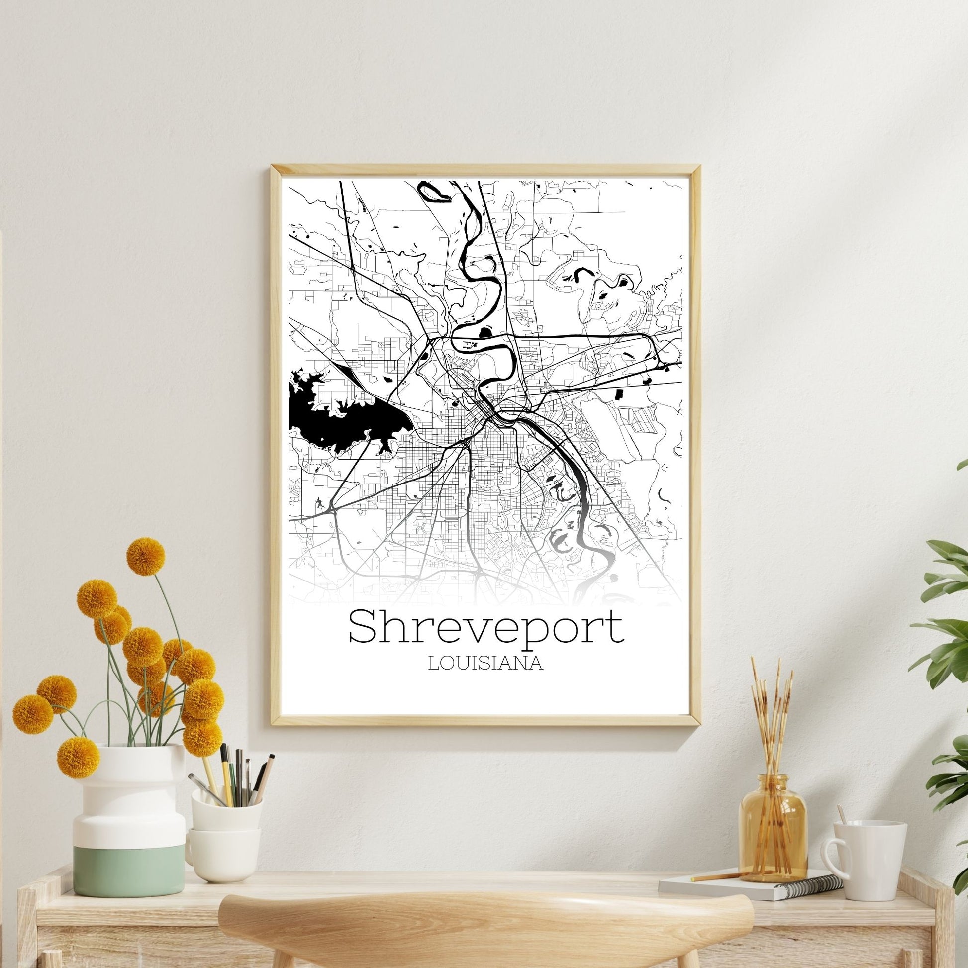 Shreveport Louisiana City Map Poster - GroovyGrove