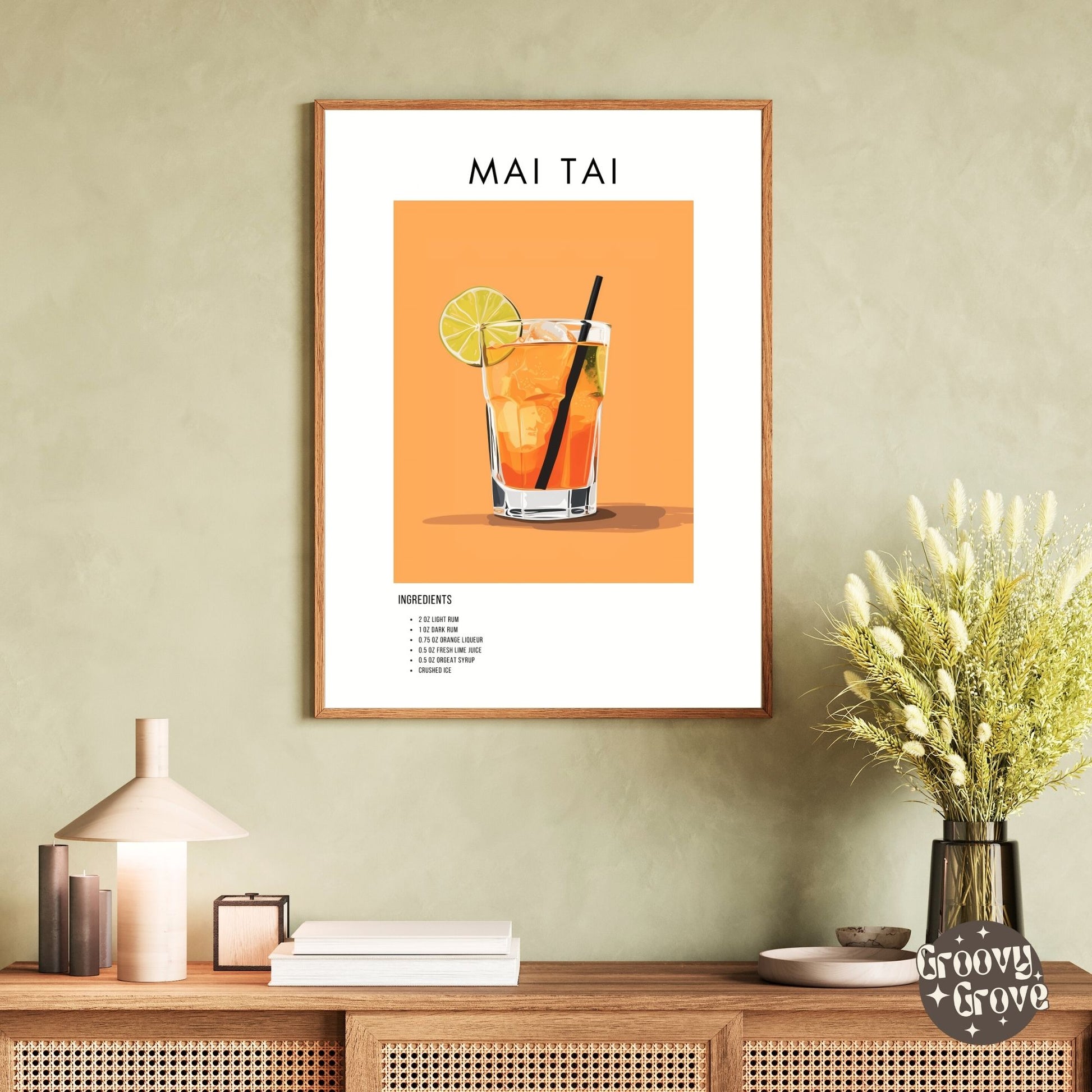 Mai Tai Retro Cocktail Poster - GroovyGrove