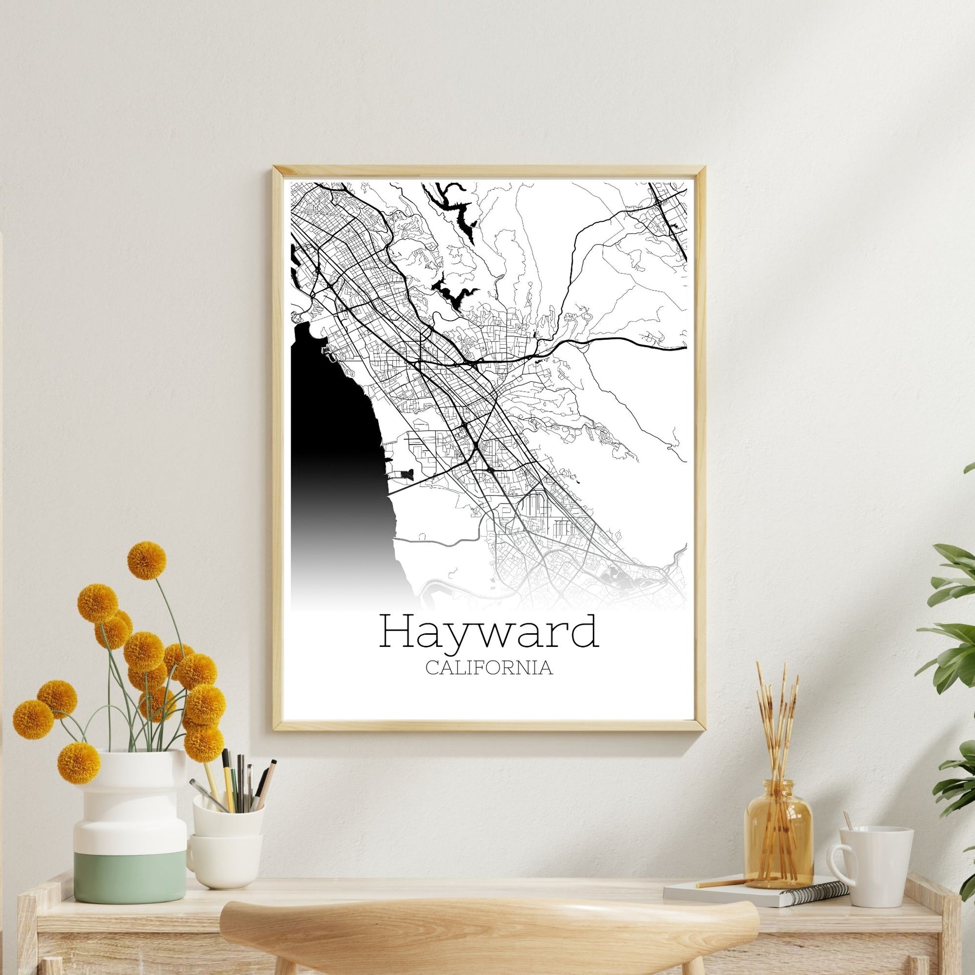 Hayward California City Map Poster - GroovyGrove