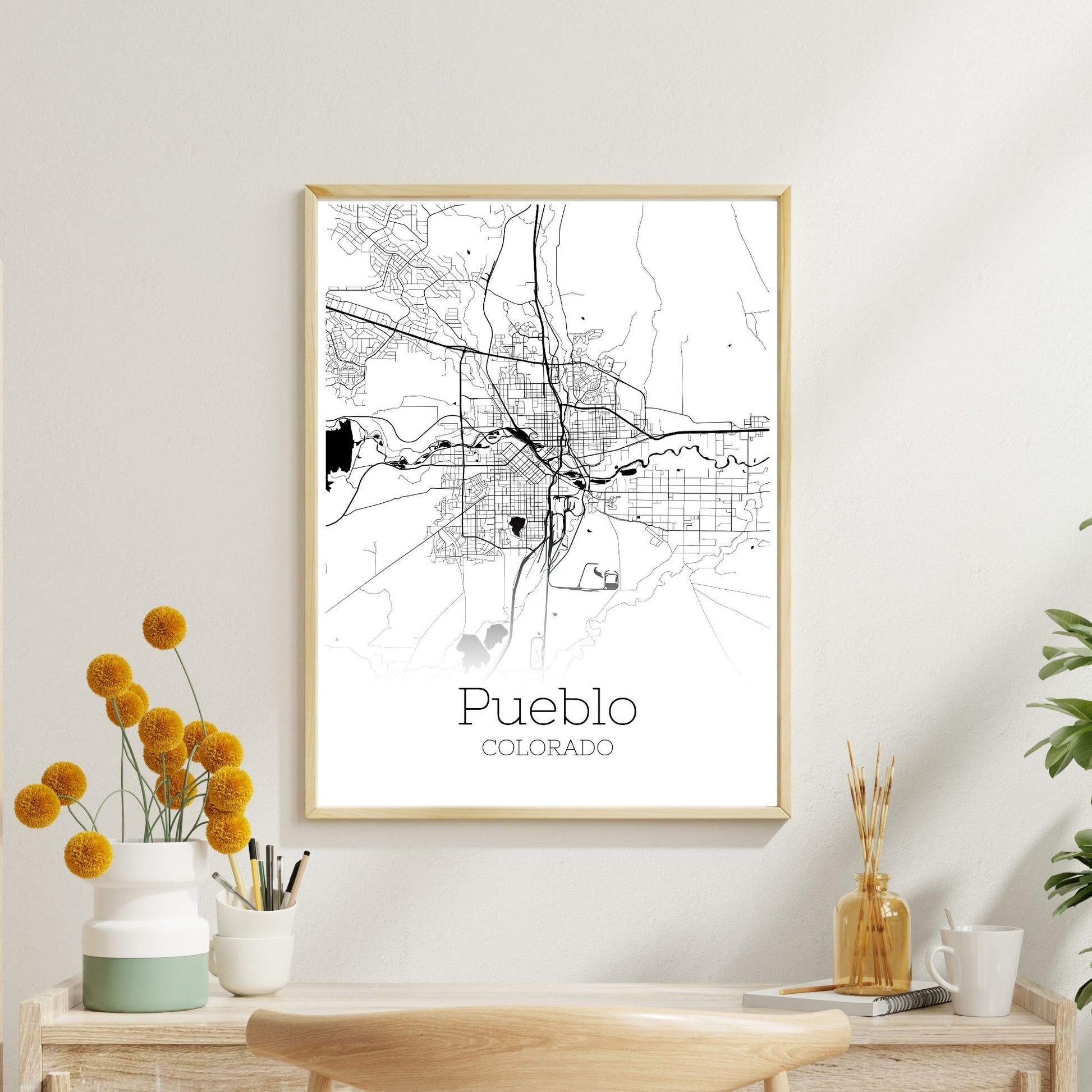 Pueblo Colorado City Map Poster - GroovyGrove