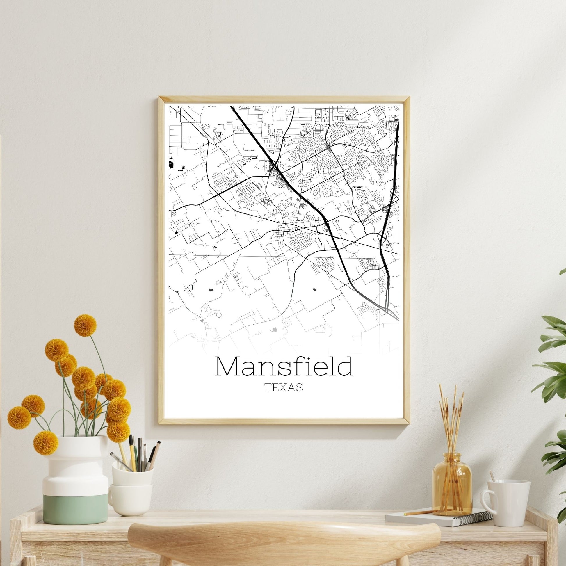 Mansfield Texas City Map Poster - GroovyGrove